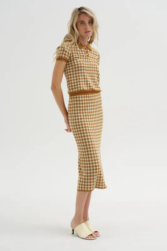 Gingham Long Skirt made by Guest In Residence