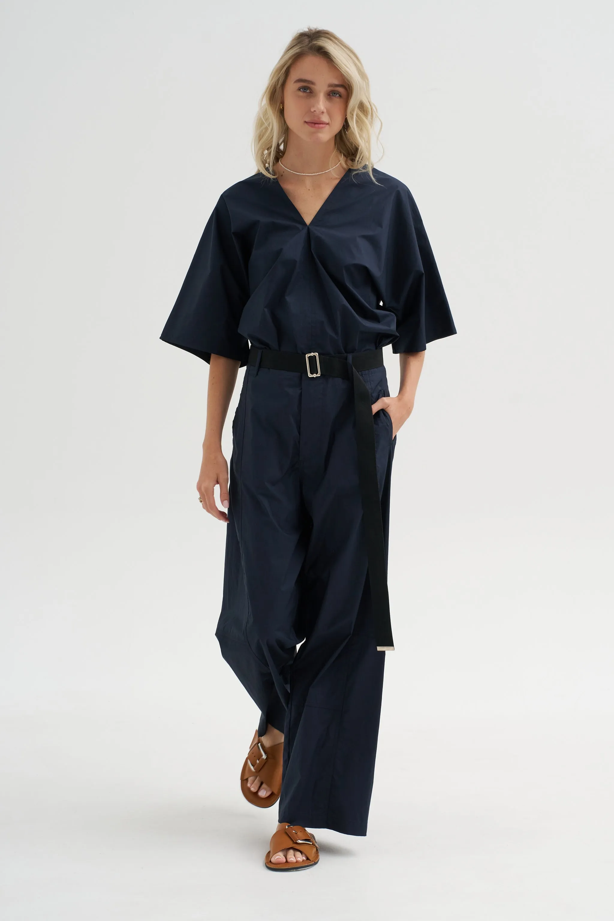 Wide Leg Trousers, Blue-Black sold by Kick Pleat