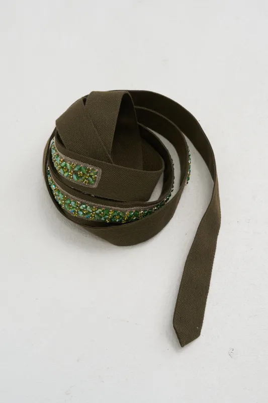 RhineStone Belt, Dark Khaki made by ODEEH
