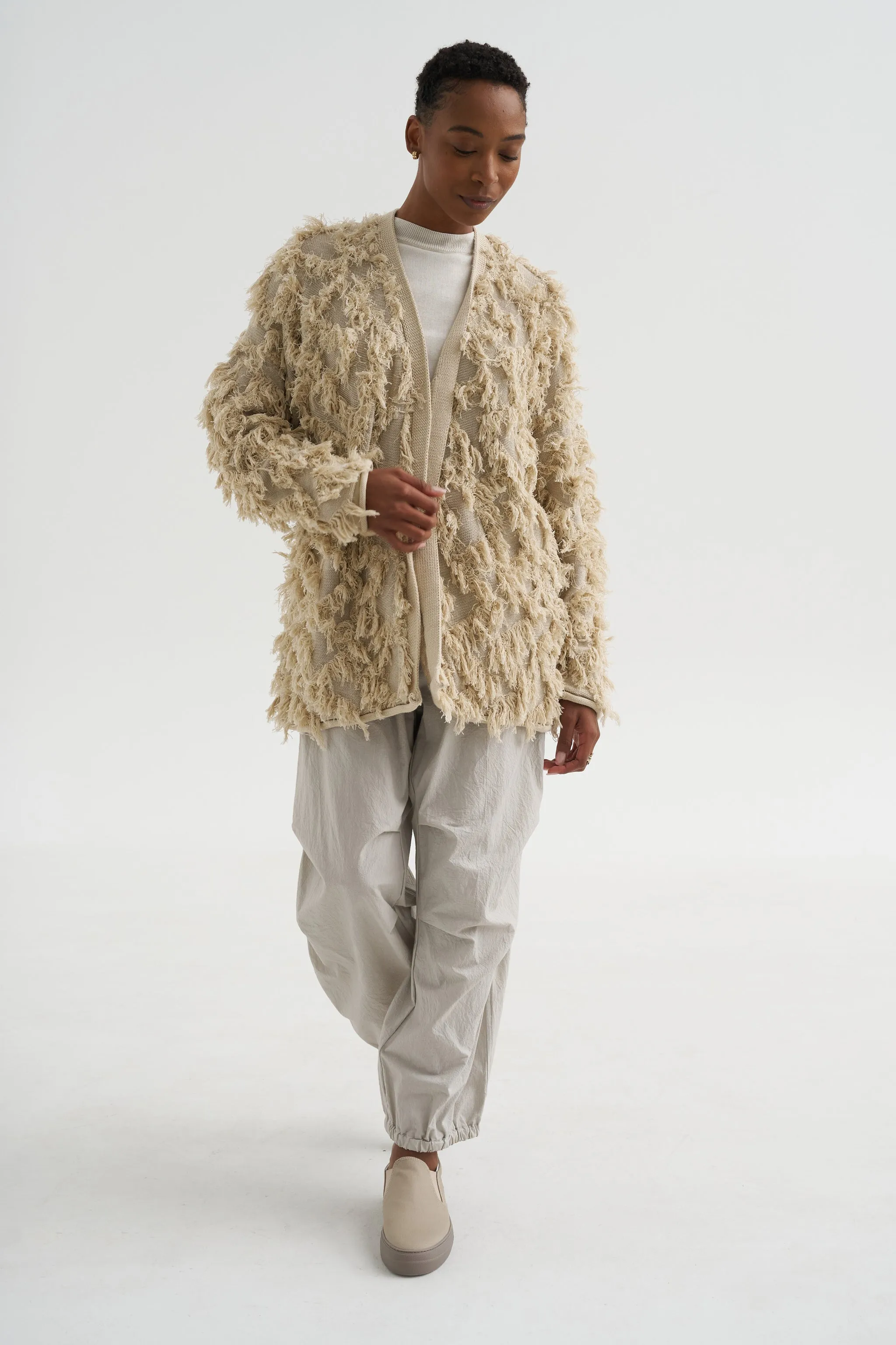 Tufted Cardigan, Flax sold by Kick Pleat