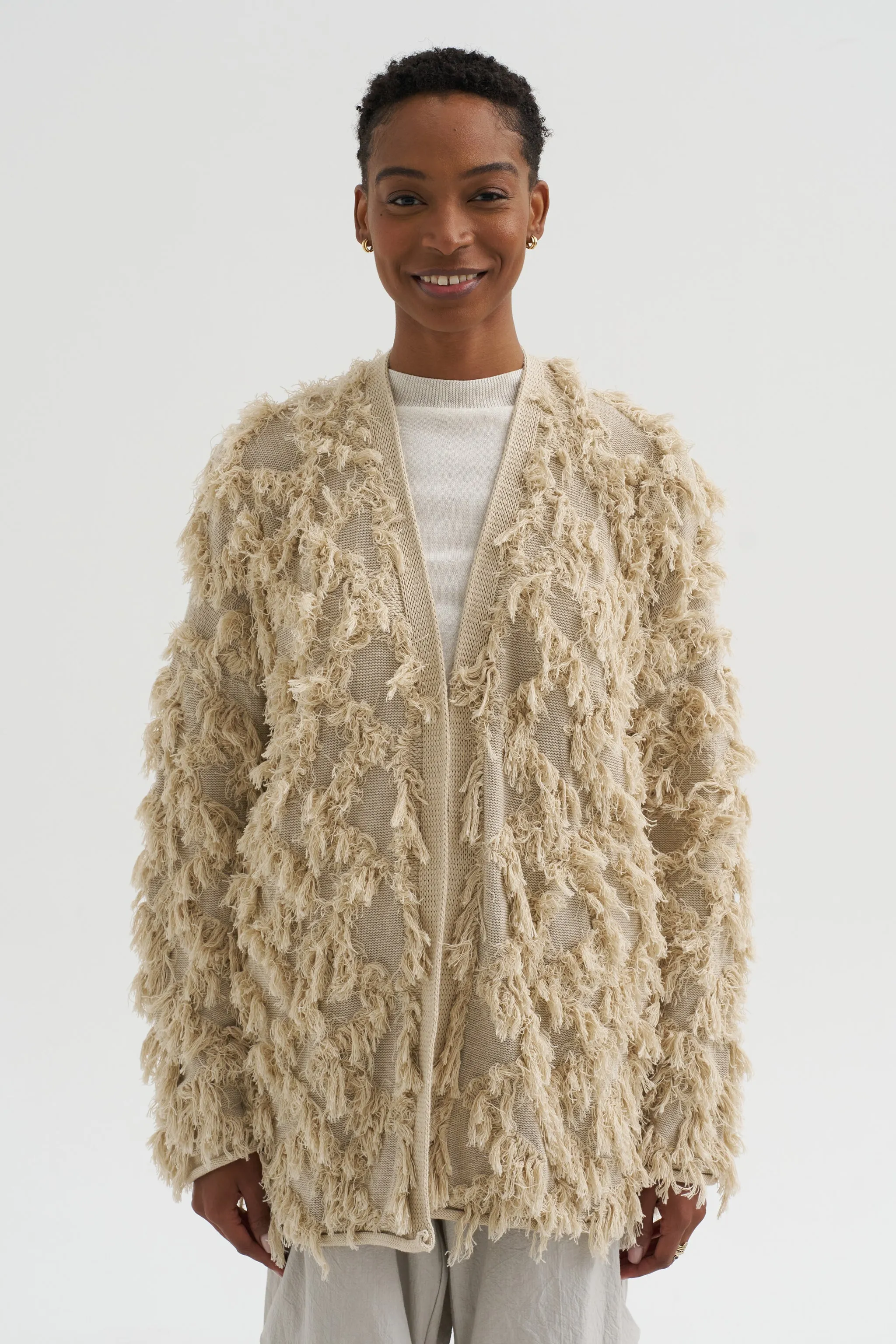 Tufted Cardigan, Flax sold by Kick Pleat product image thumbnail 2