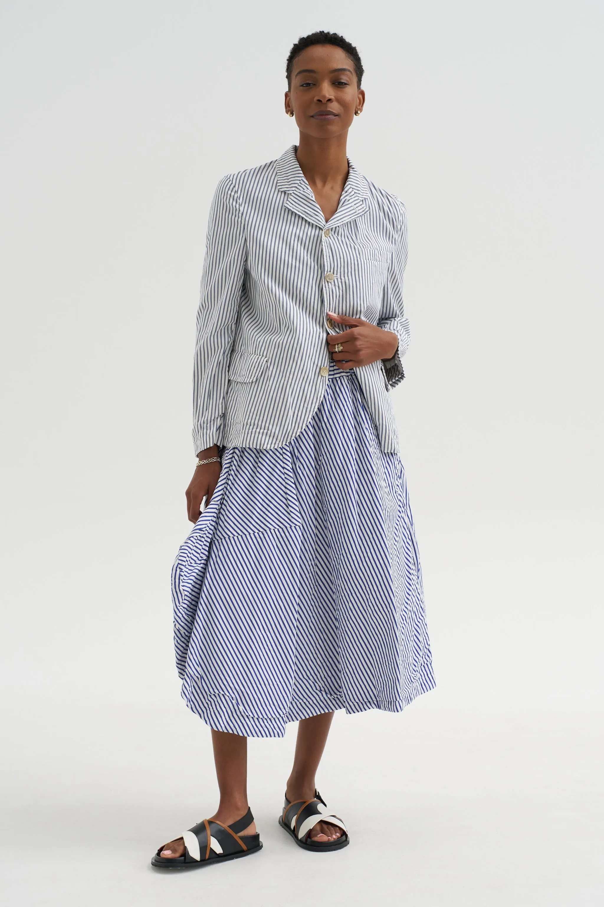 Stripe Skirt, White & Blue sold by Kick Pleat