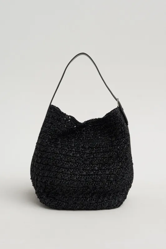 Belted Paper Raffia Tote, Black made by Toteme