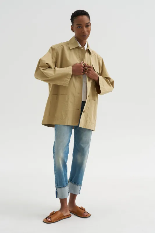 Linen Blend Work Jacket, Beige made by Mijeong Park