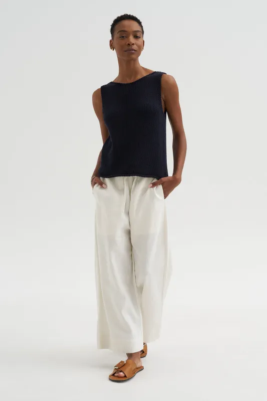 Boat Neck Knit Tank, Navy made by Mijeong Park