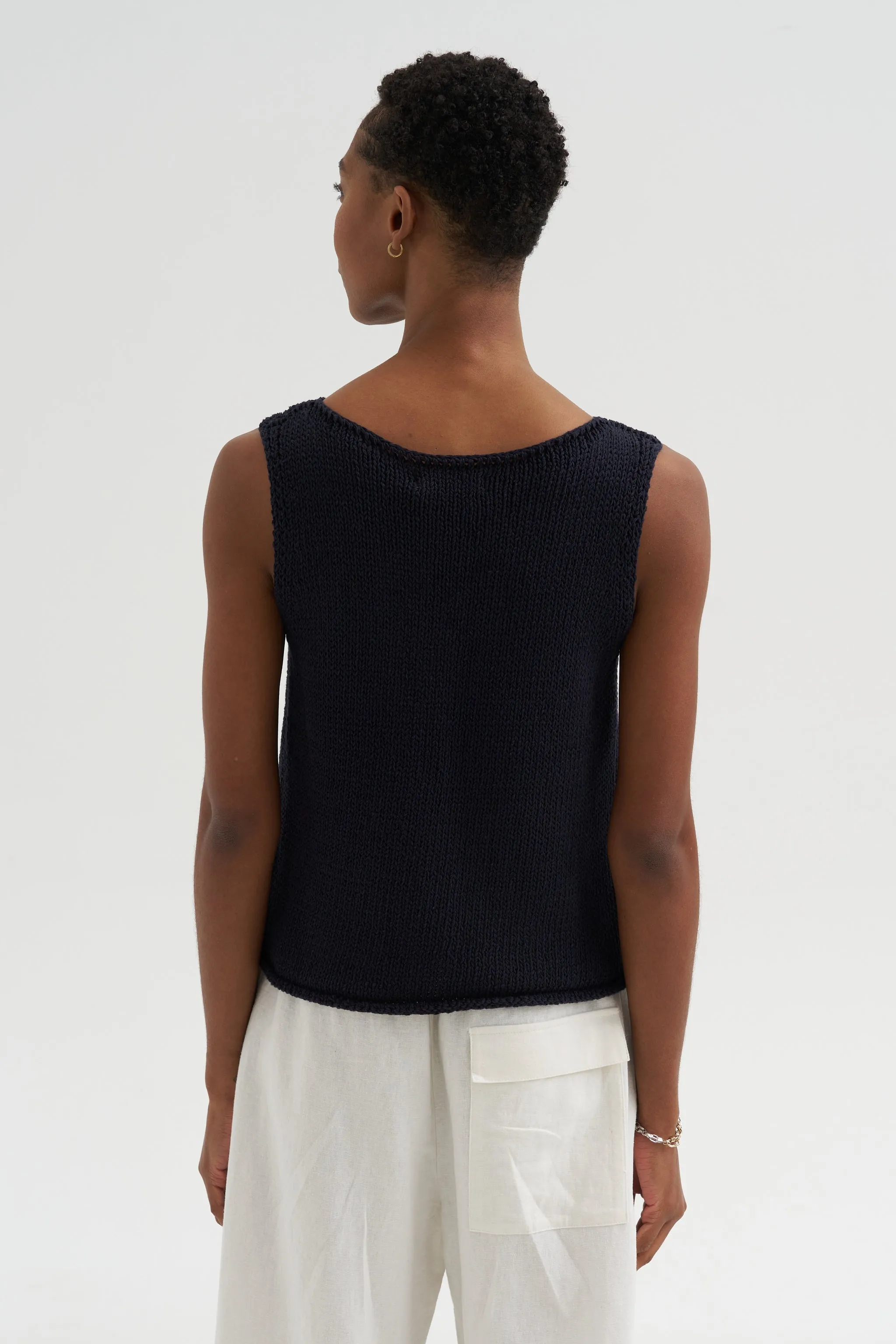 Boat Neck Knit Tank, Navy sold by Kick Pleat product image thumbnail 4