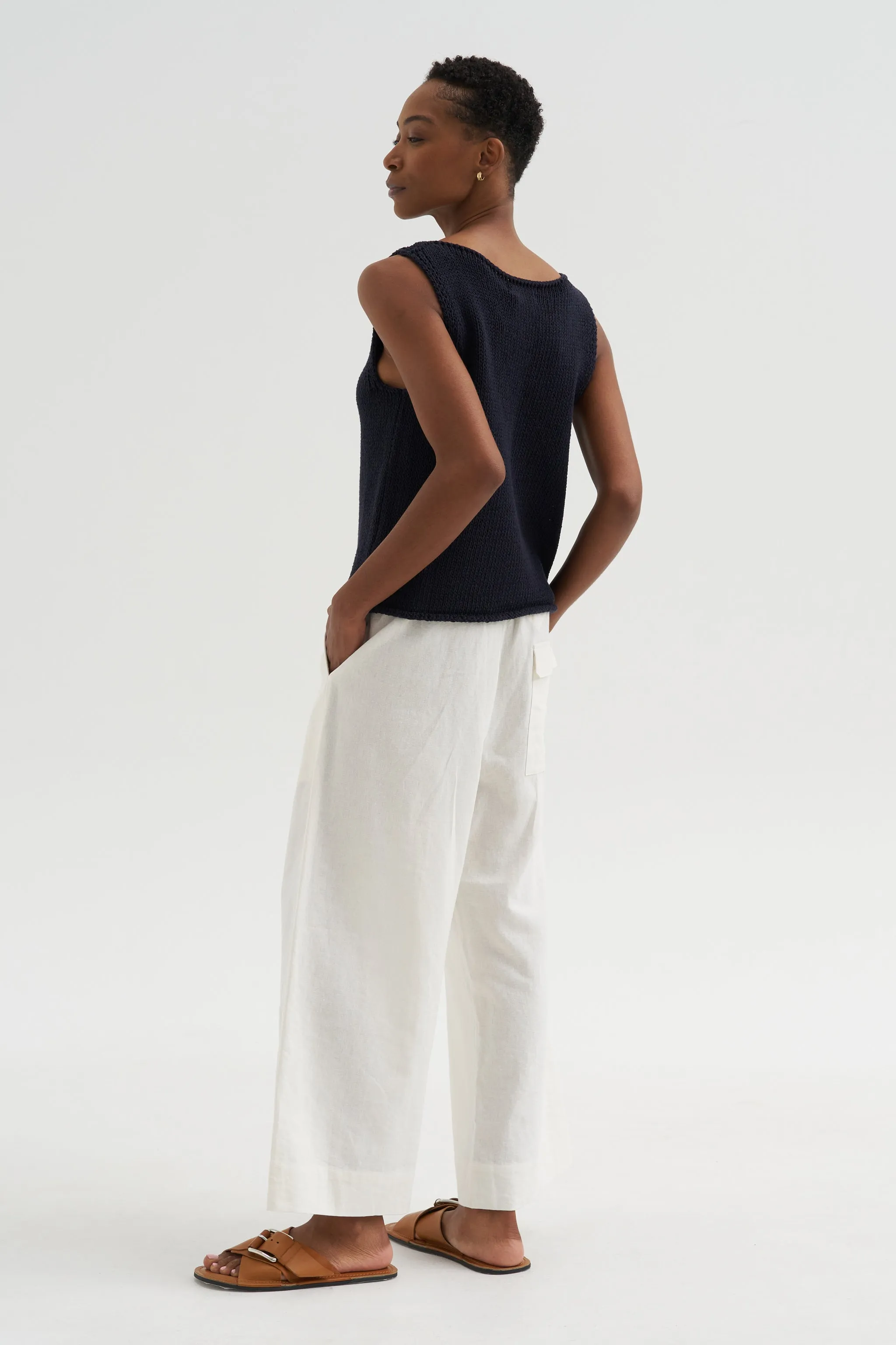 Boat Neck Knit Tank, Navy sold by Kick Pleat product image thumbnail 5