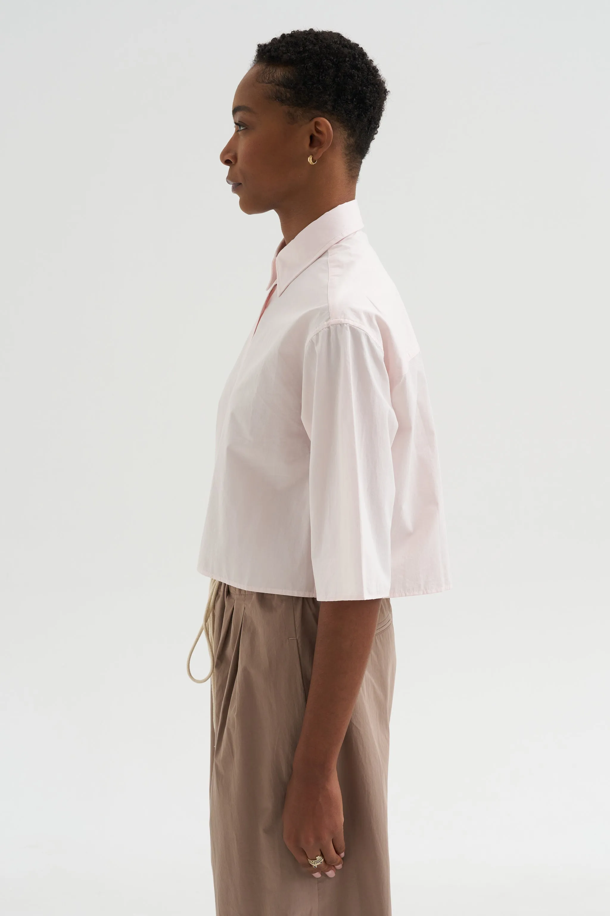 Cropped Short Sleeve Shirt, Blush Pink sold by Kick Pleat product image thumbnail 3