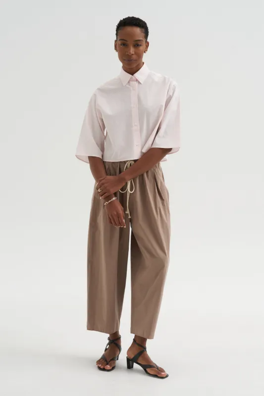 Cropped Short Sleeve Shirt, Blush Pink made by MARIA McMANUS