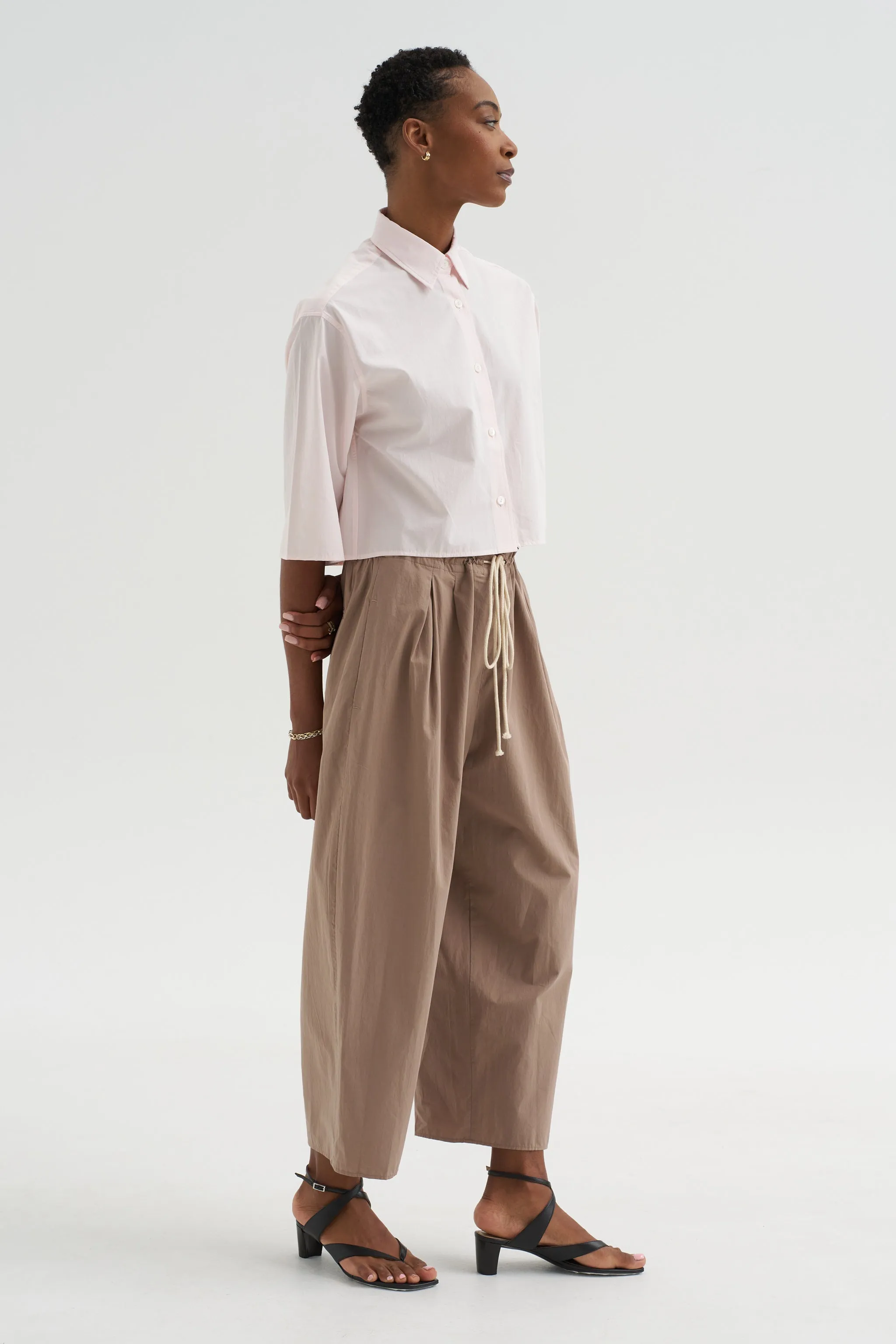 Cropped Short Sleeve Shirt, Blush Pink sold by Kick Pleat product image thumbnail 5