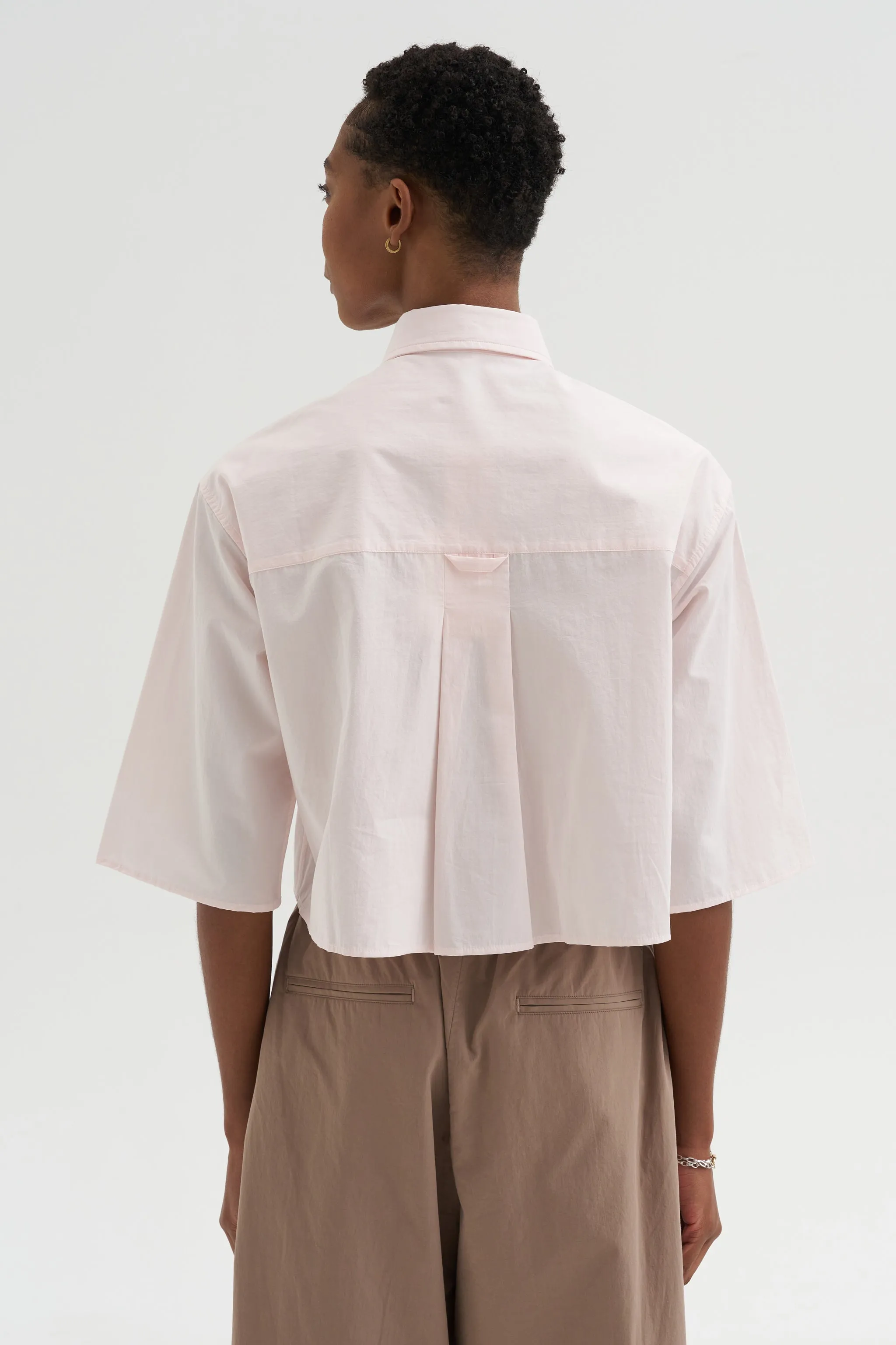 Cropped Short Sleeve Shirt, Blush Pink sold by Kick Pleat product image thumbnail 4