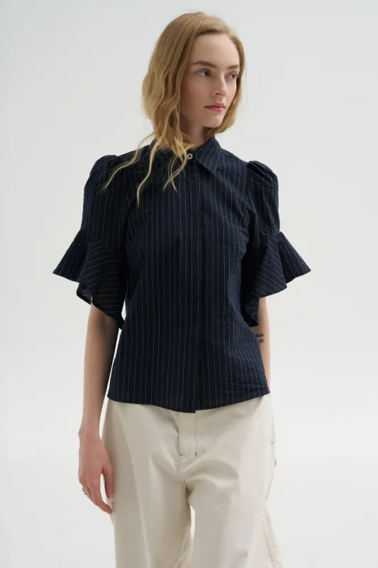 Organdi Stripe Shirt, Ink made by ODEEH