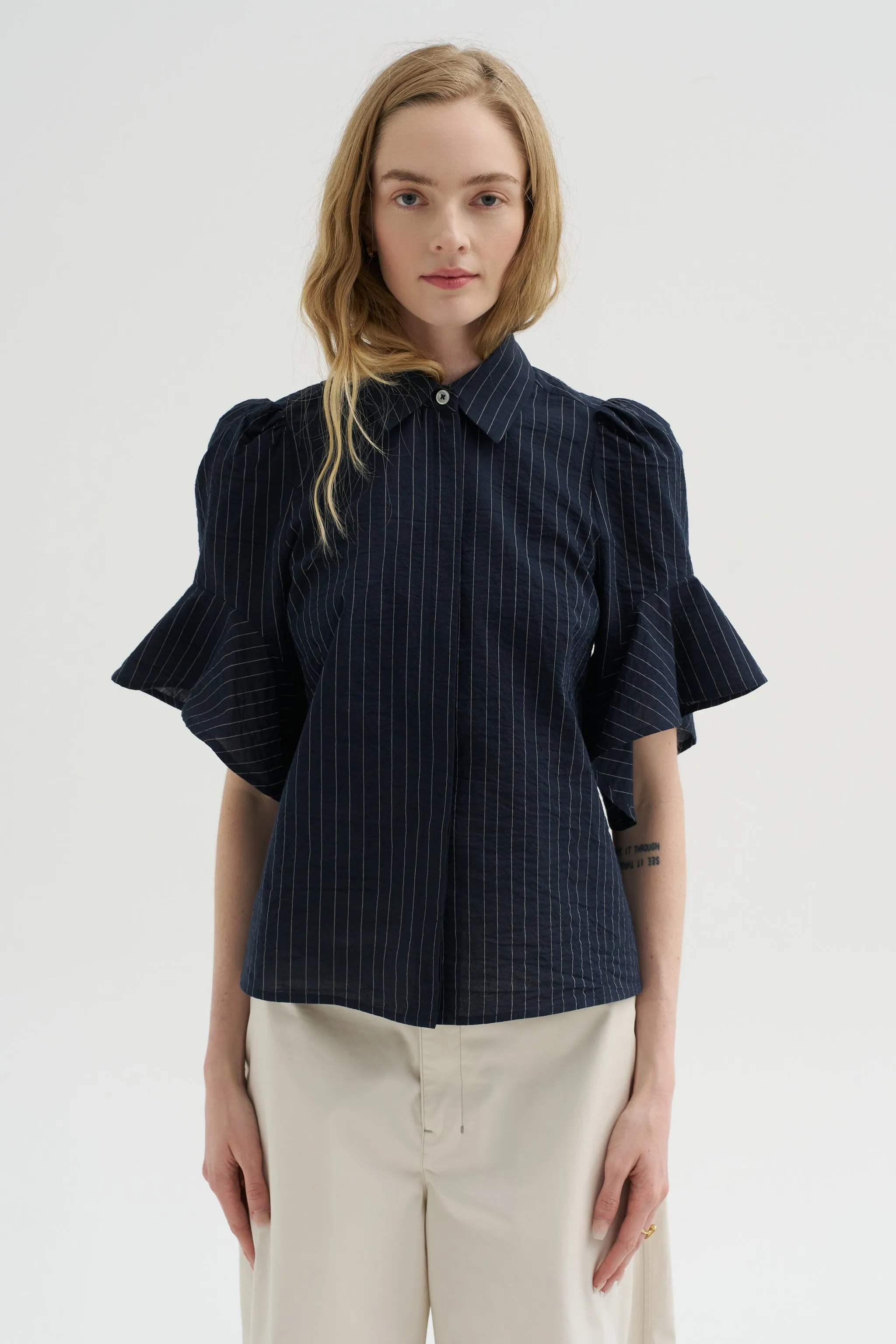 Organdi Stripe Shirt, Ink sold by Kick Pleat product image thumbnail 3