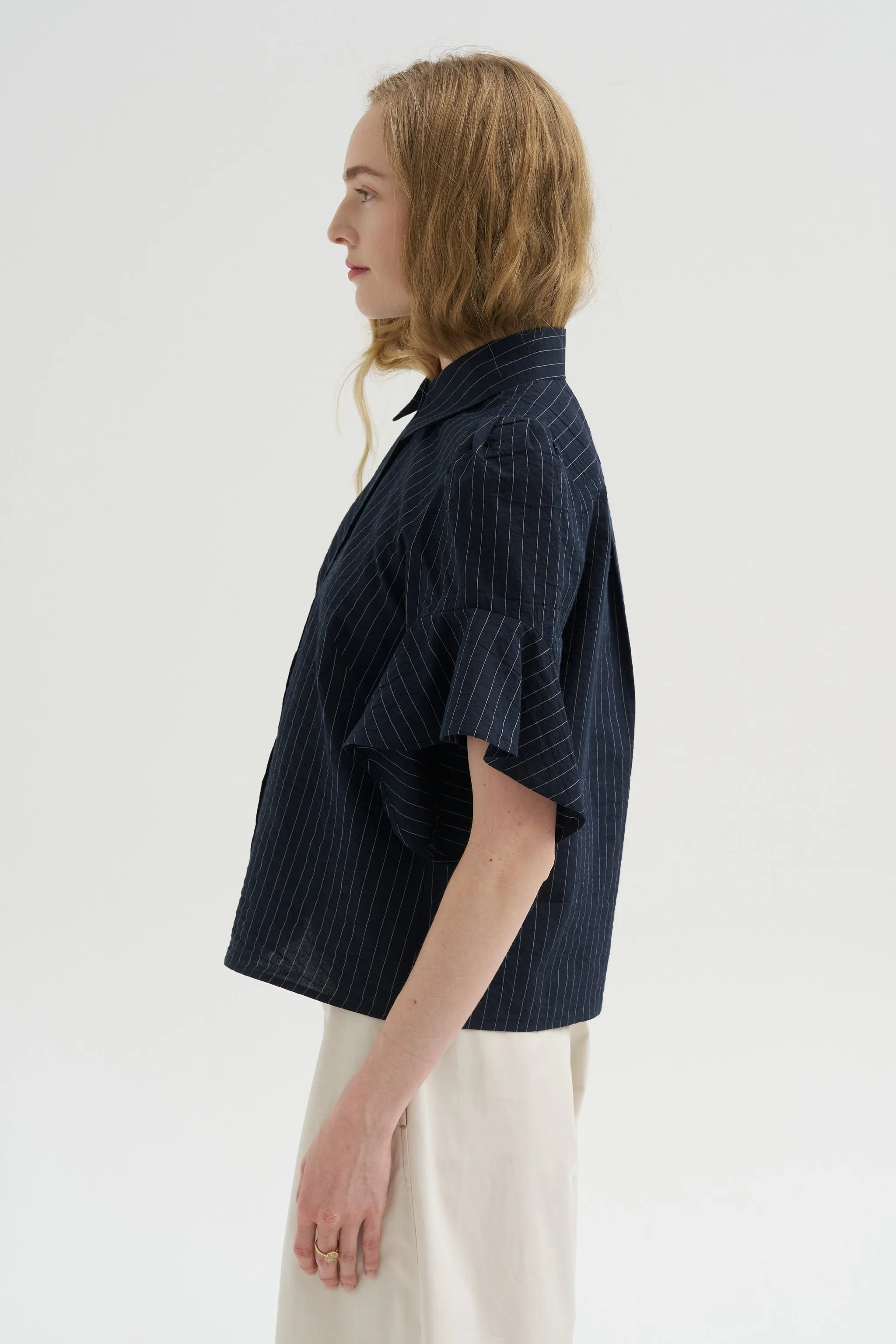 Organdi Stripe Shirt, Ink sold by Kick Pleat product image thumbnail 4