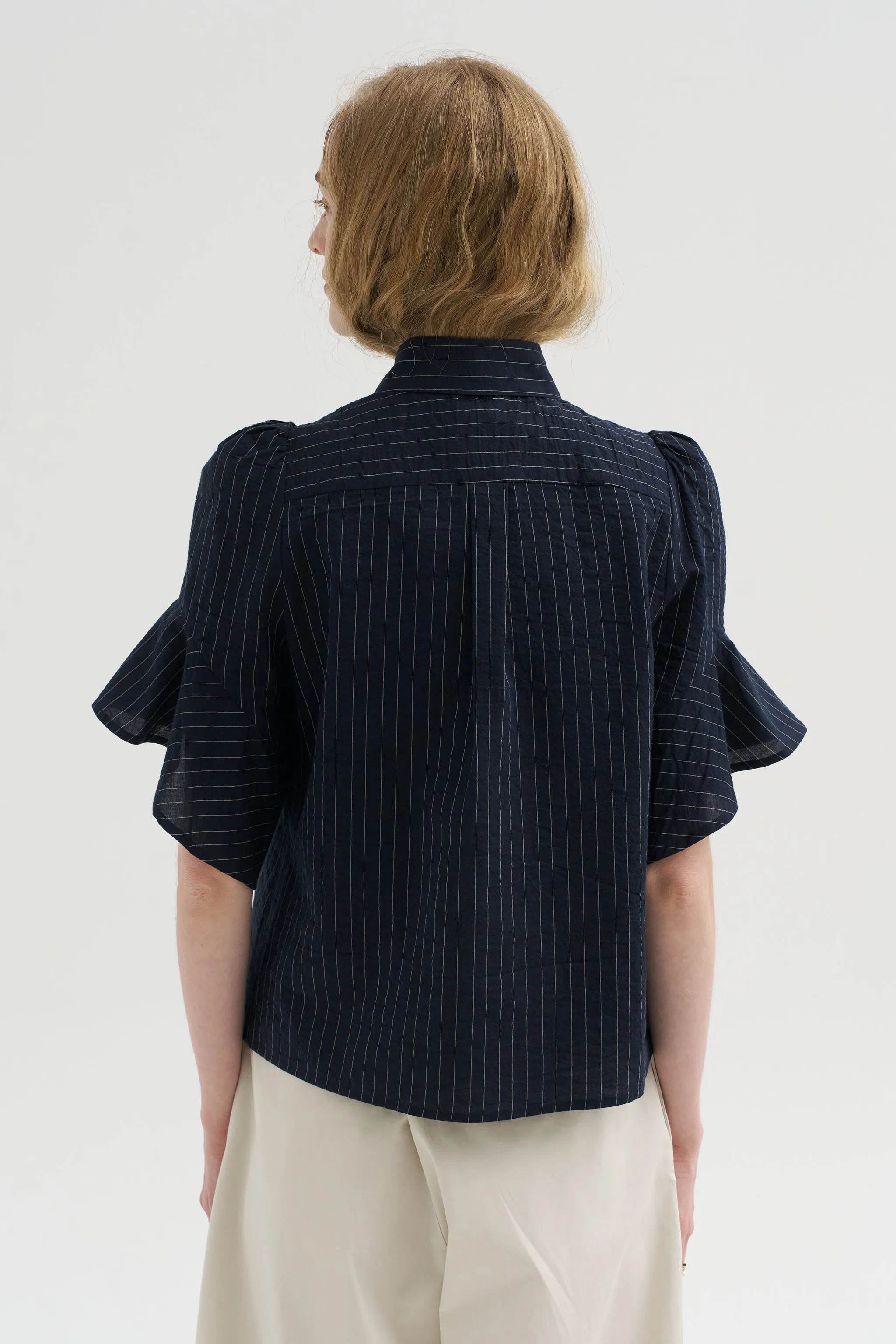 Organdi Stripe Shirt, Ink sold by Kick Pleat product image thumbnail 5