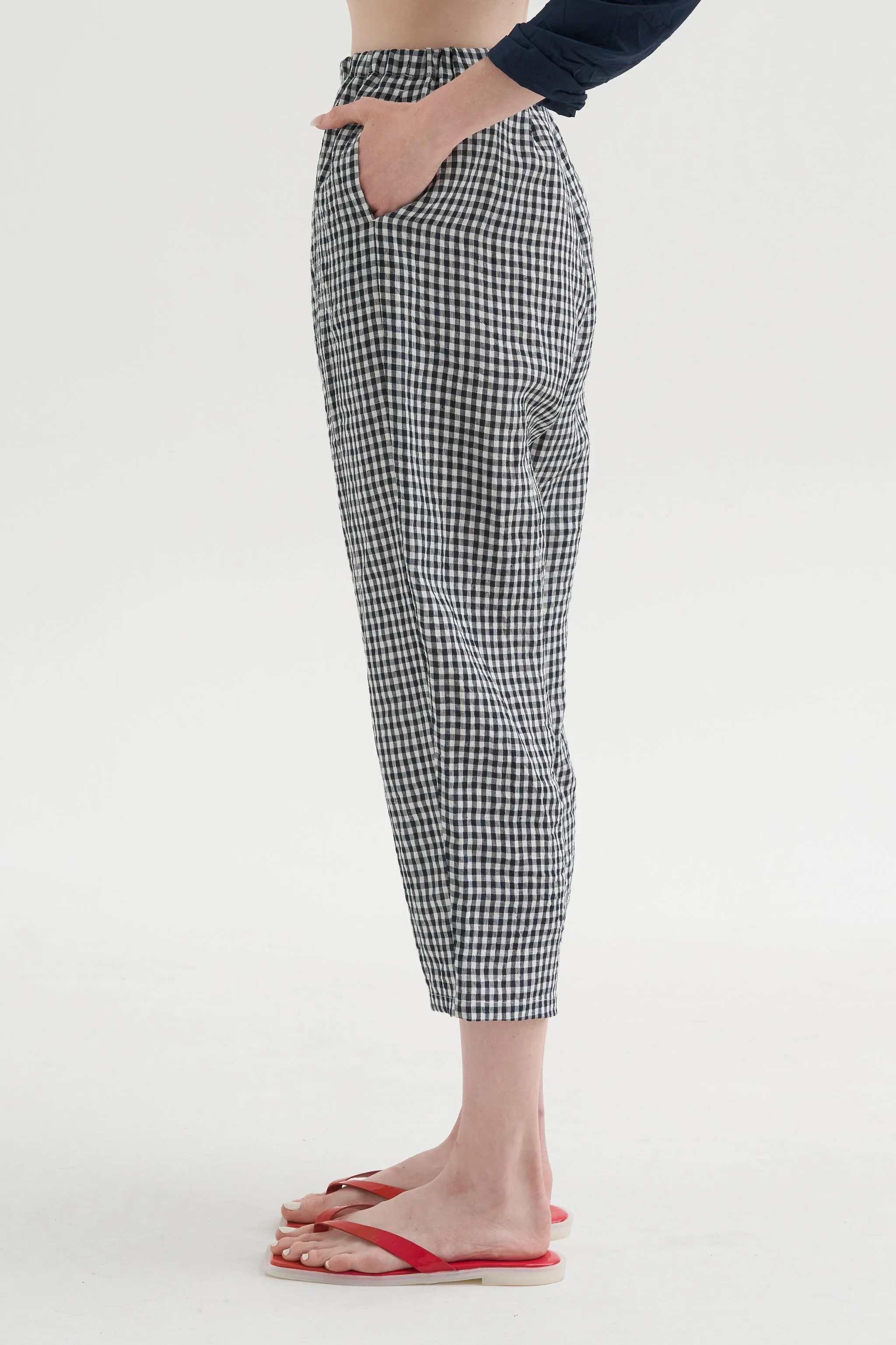Vichy Linen Trousers, Abyss sold by Kick Pleat product image thumbnail 3