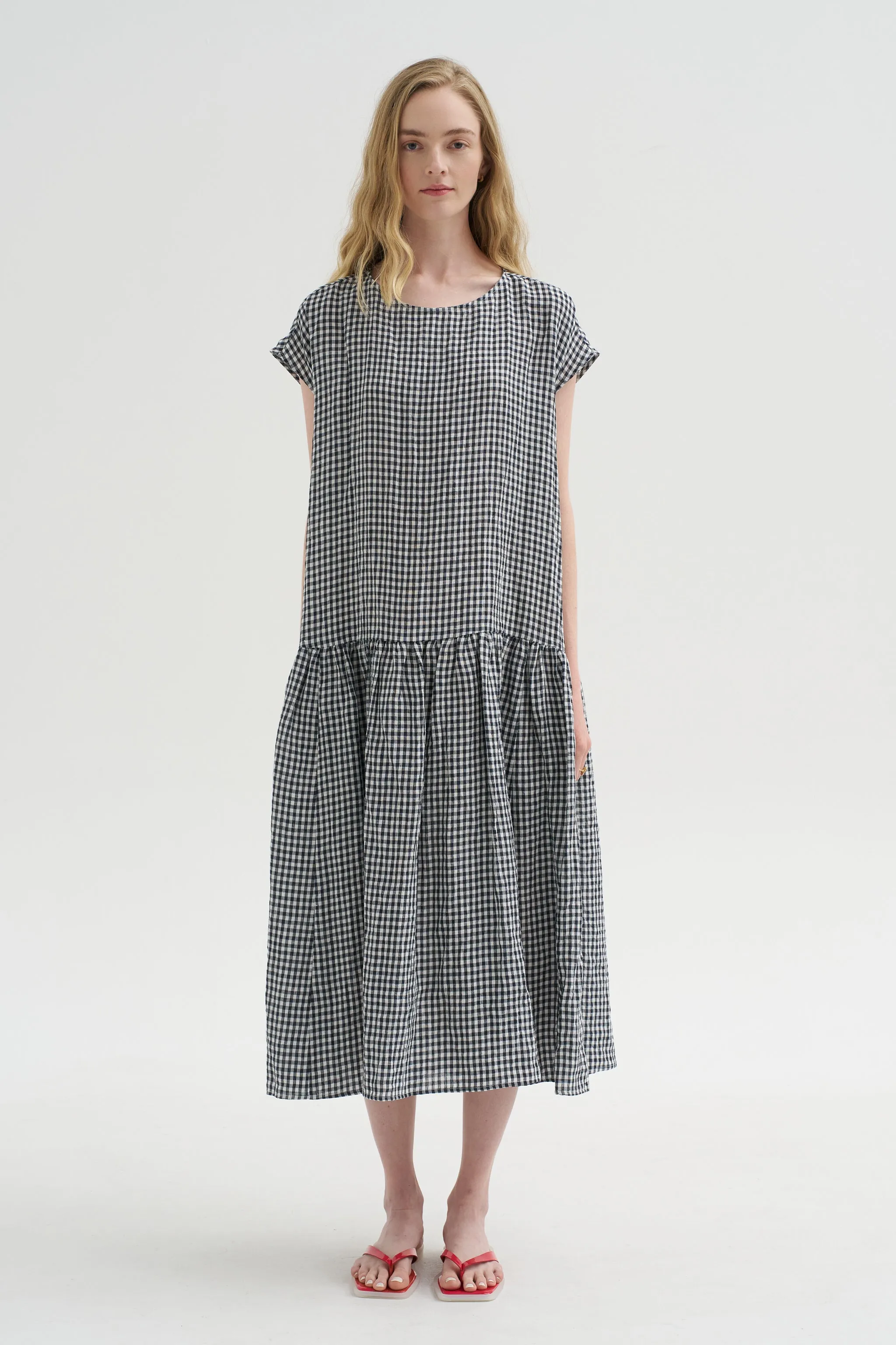 Vichy Linen Dress, Abyss sold by Kick Pleat product image thumbnail 2