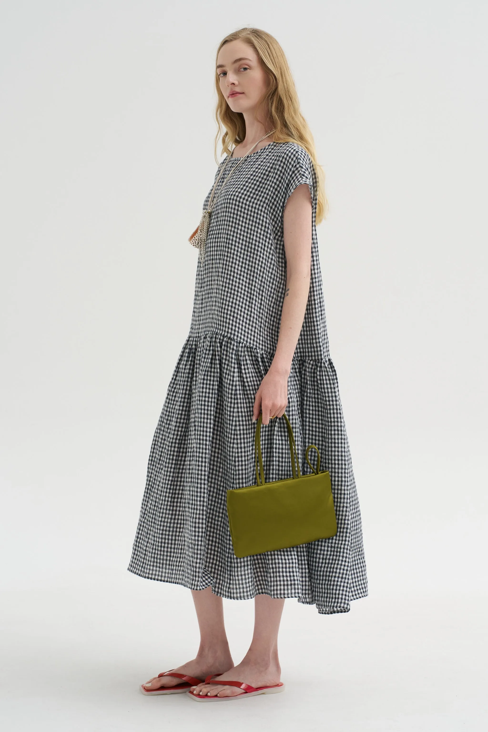 Vichy Linen Dress, Abyss sold by Kick Pleat product image thumbnail 5