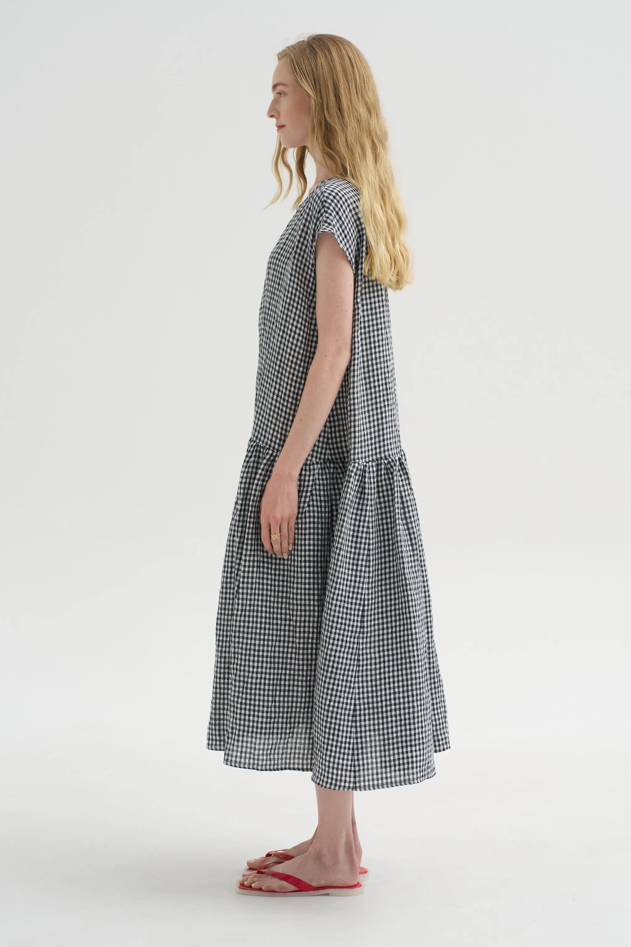 Vichy Linen Dress, Abyss sold by Kick Pleat product image thumbnail 4