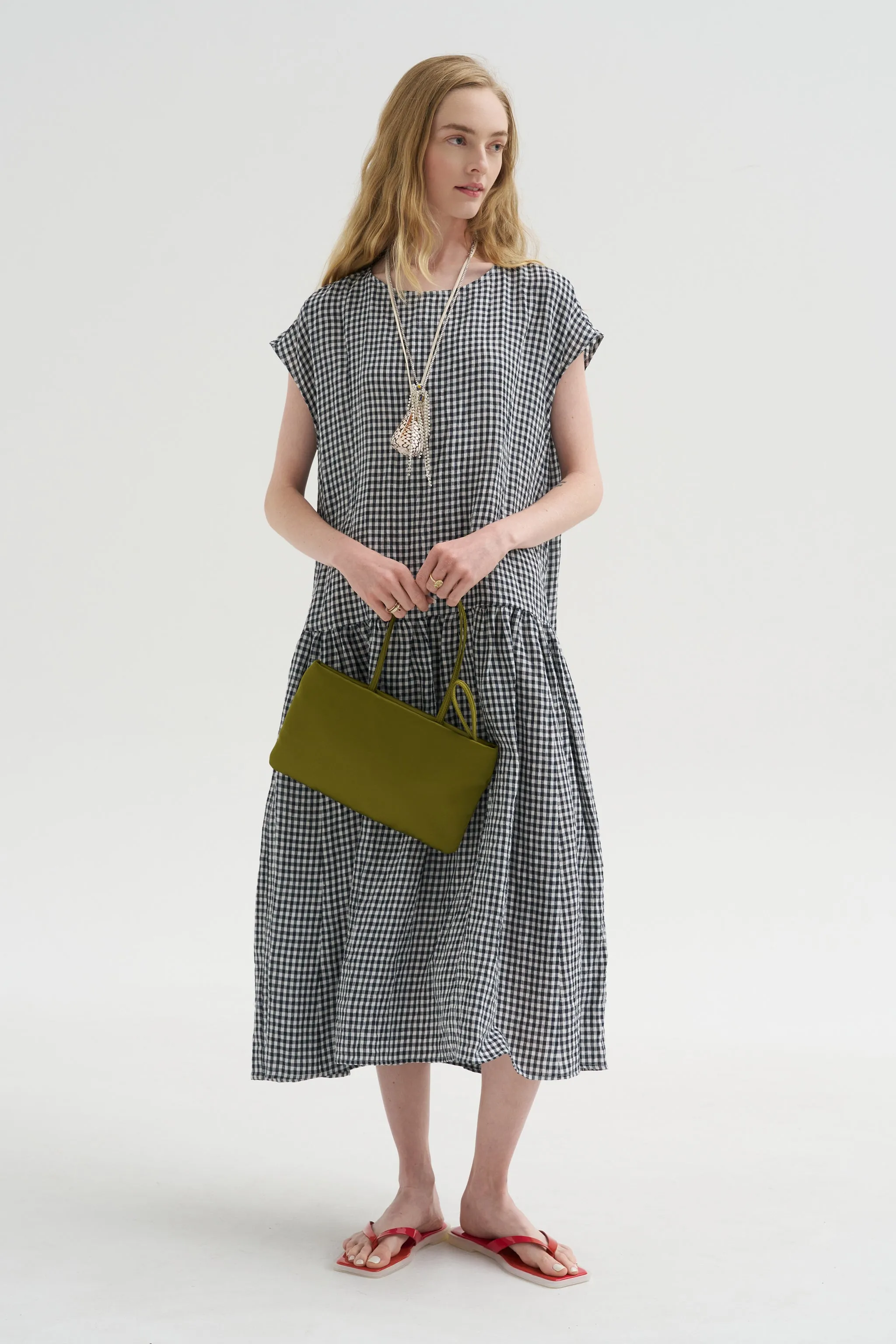 Vichy Linen Dress, Abyss sold by Kick Pleat