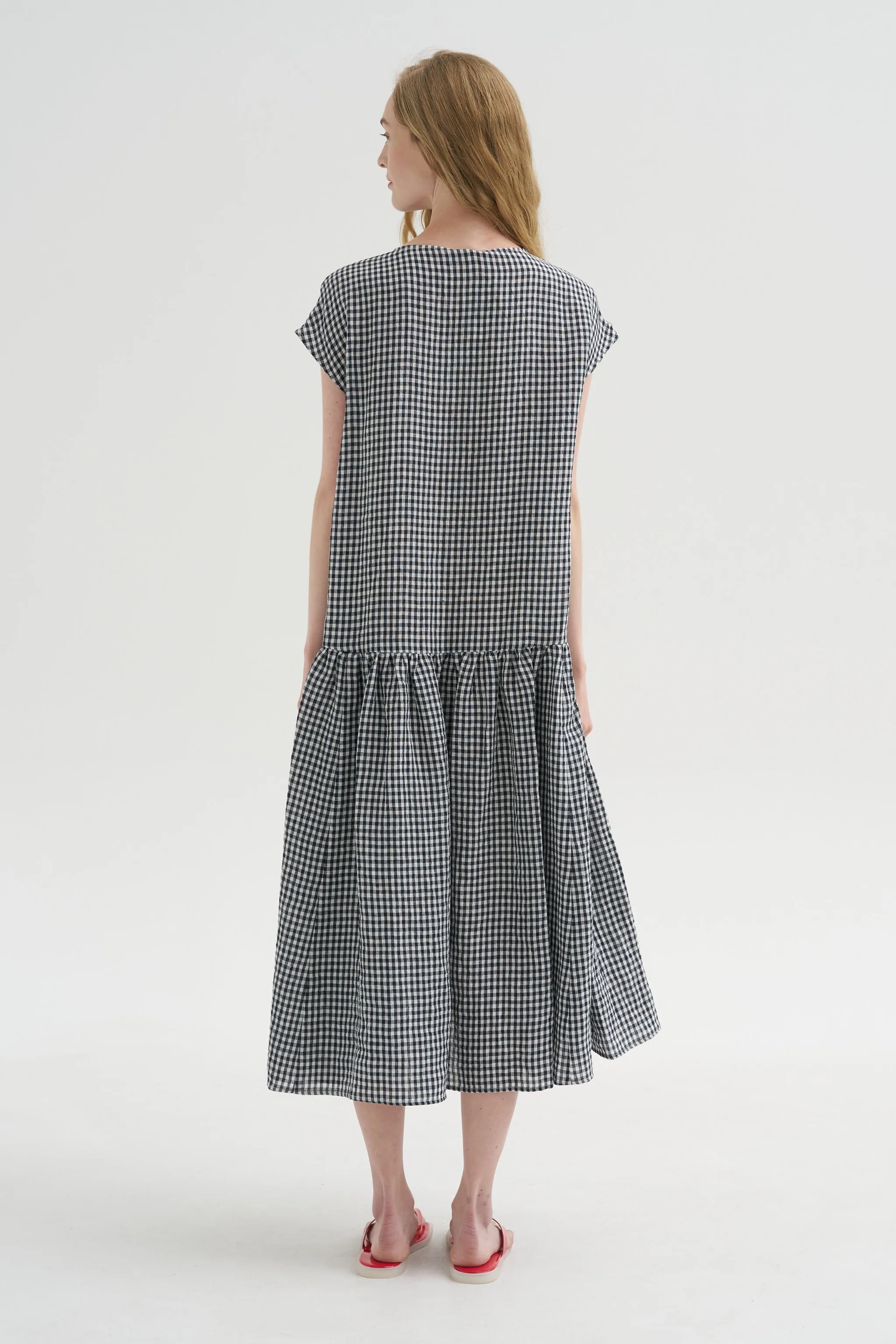 Vichy Linen Dress, Abyss sold by Kick Pleat product image thumbnail 3