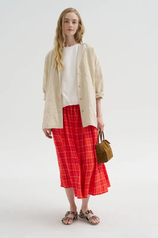 Tartan Linen Skirt, Tomato made by A Punto B