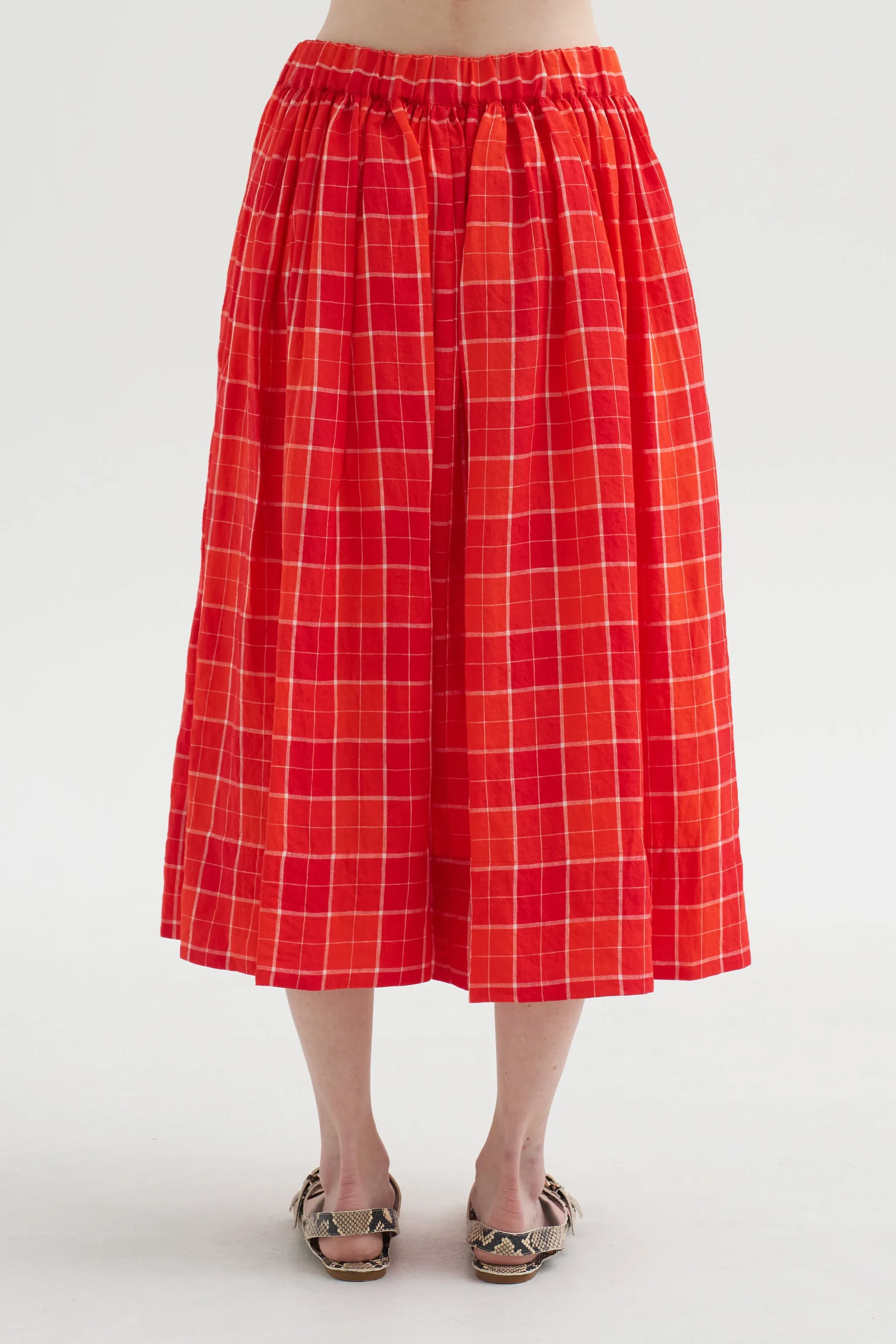 Tartan Linen Skirt, Tomato sold by Kick Pleat product image thumbnail 4