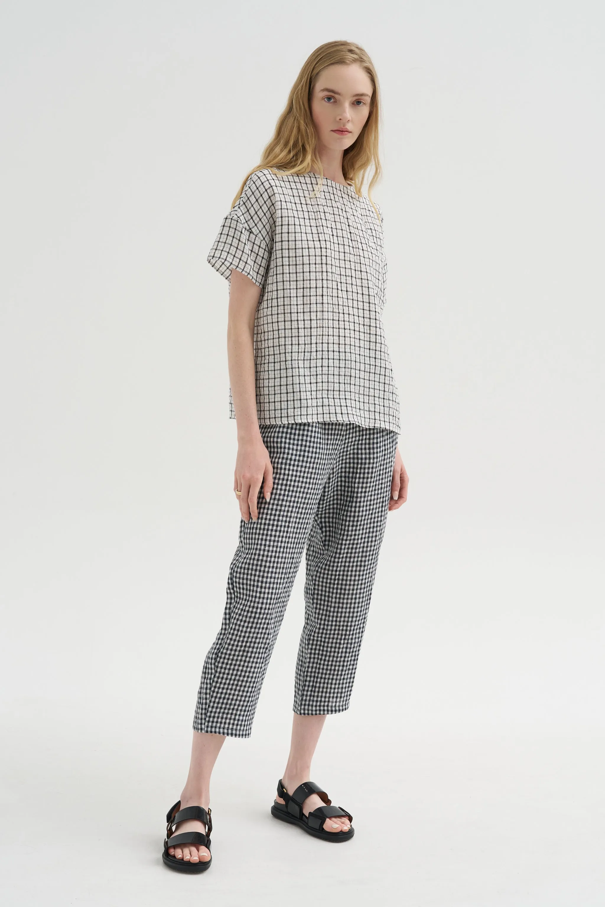 Checked Linen Shirt, Black sold by Kick Pleat product image thumbnail 5