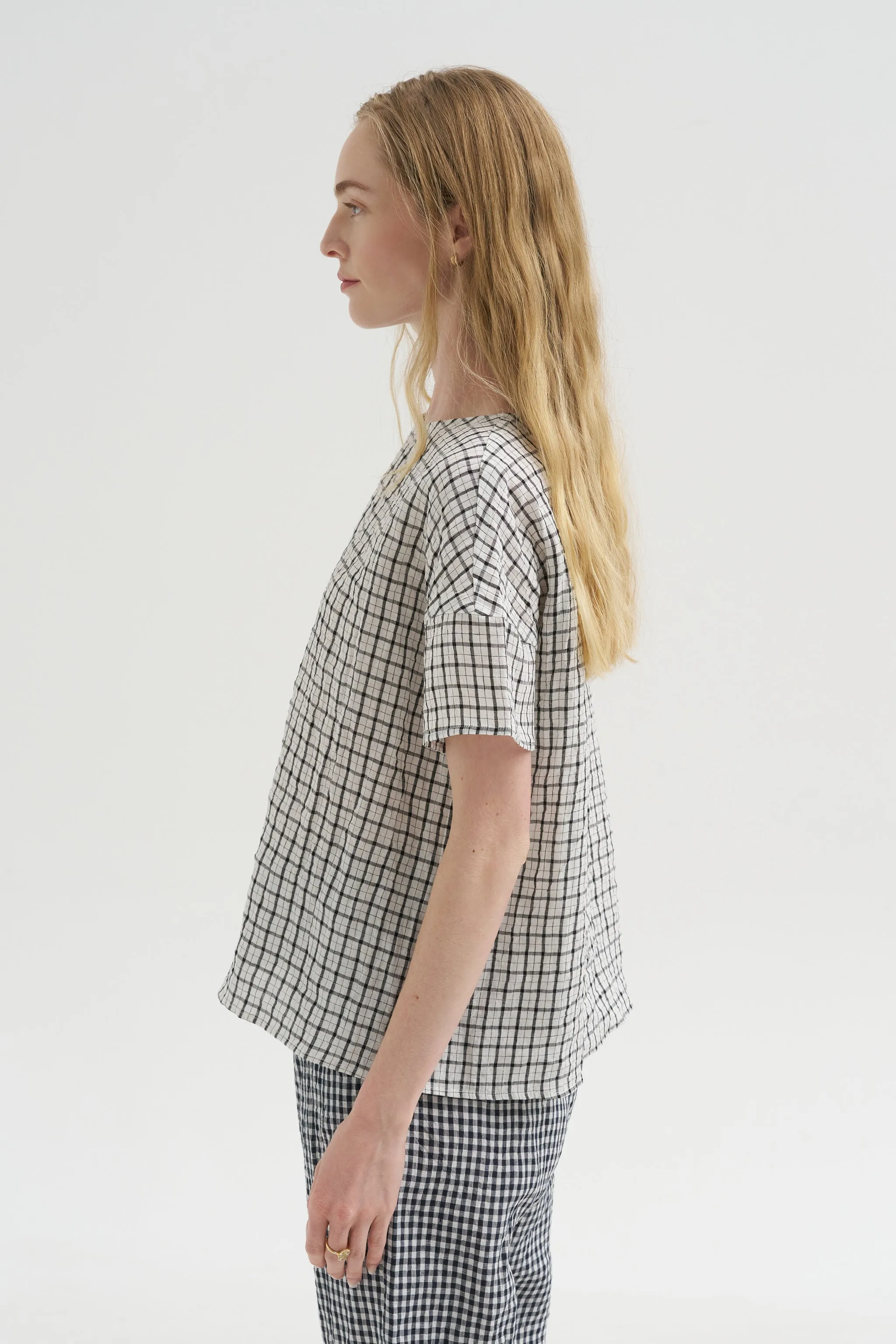 Checked Linen Shirt, Black sold by Kick Pleat product image thumbnail 3