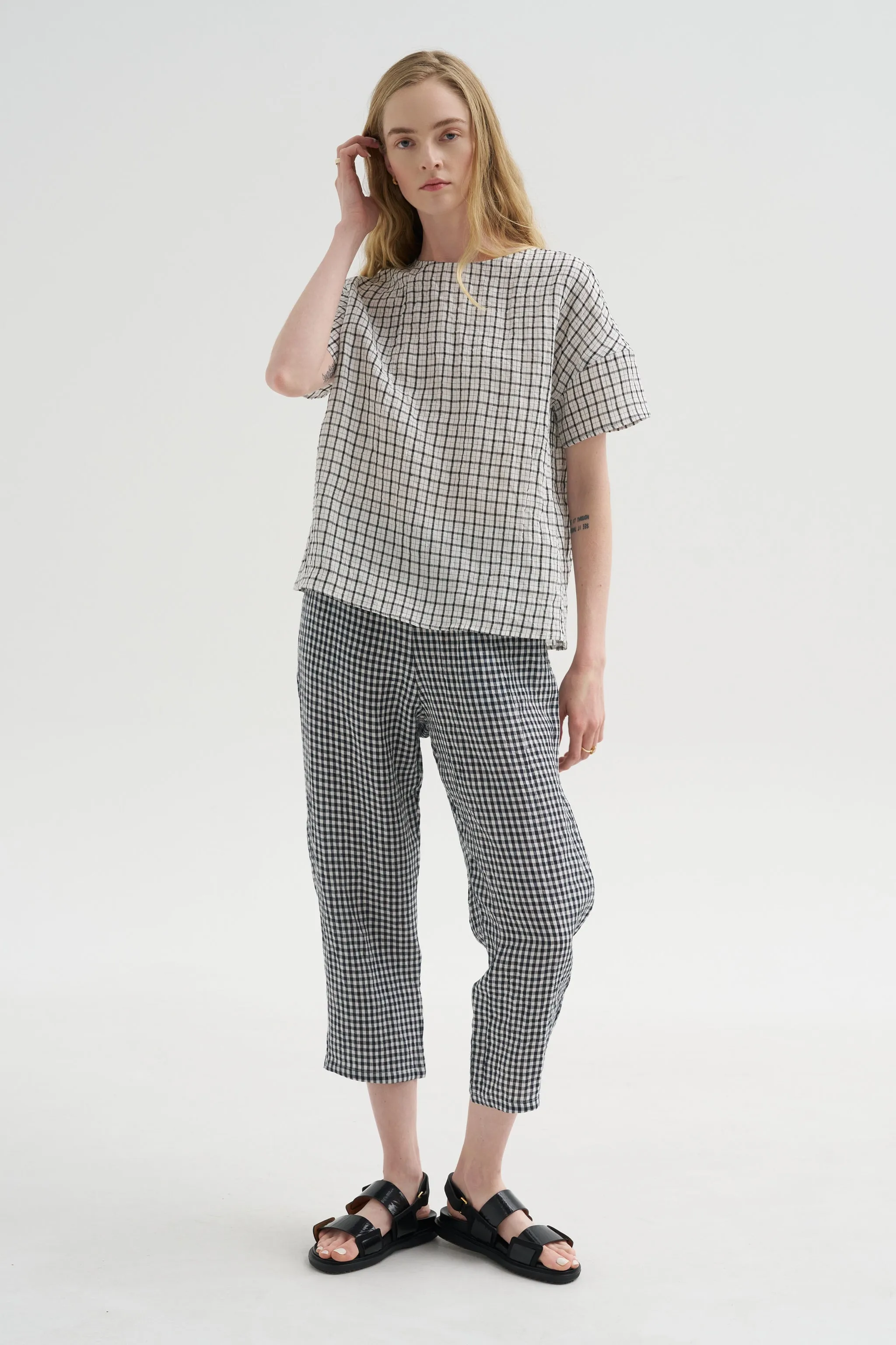 Checked Linen Shirt, Black sold by Kick Pleat