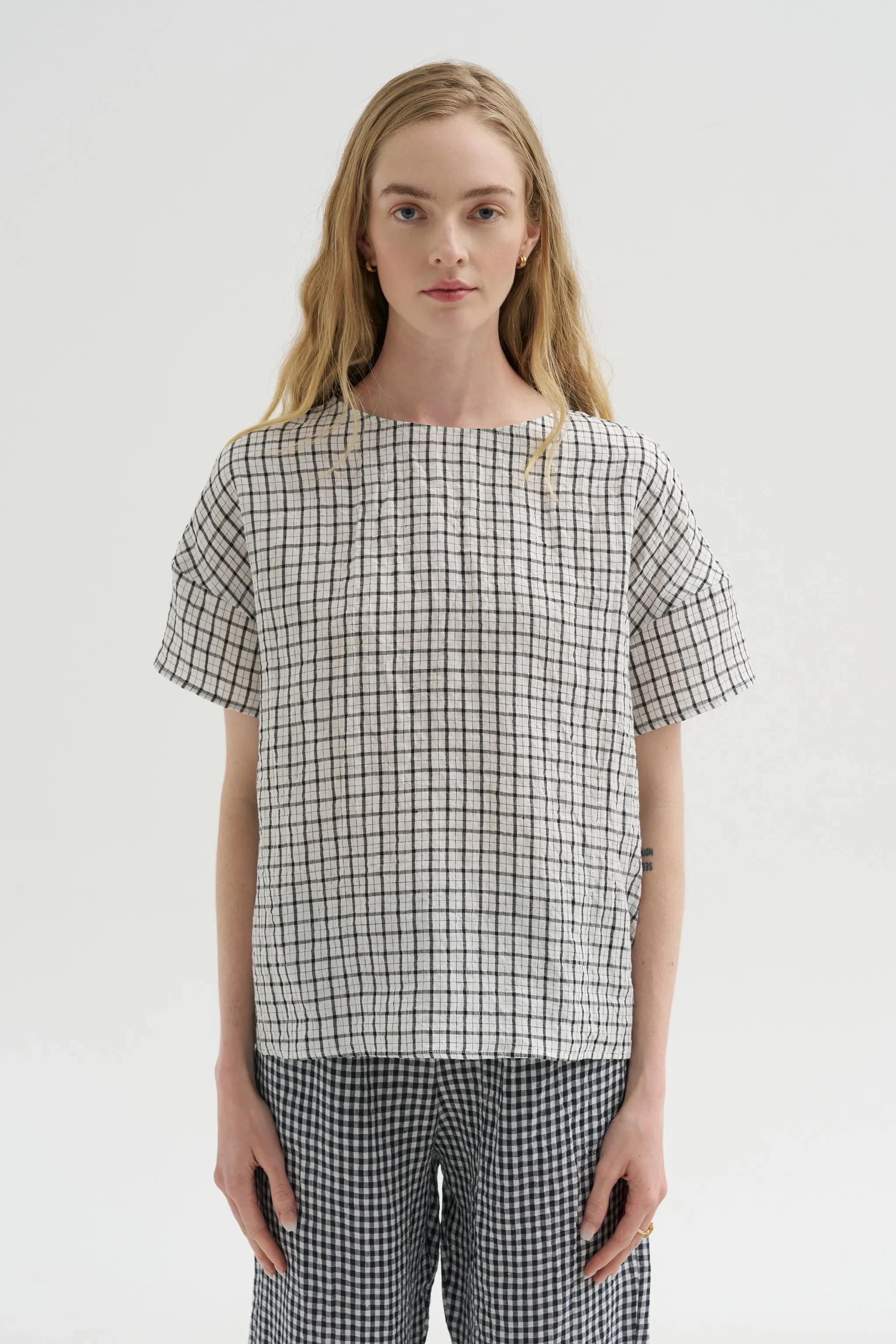 Checked Linen Shirt, Black sold by Kick Pleat product image thumbnail 2