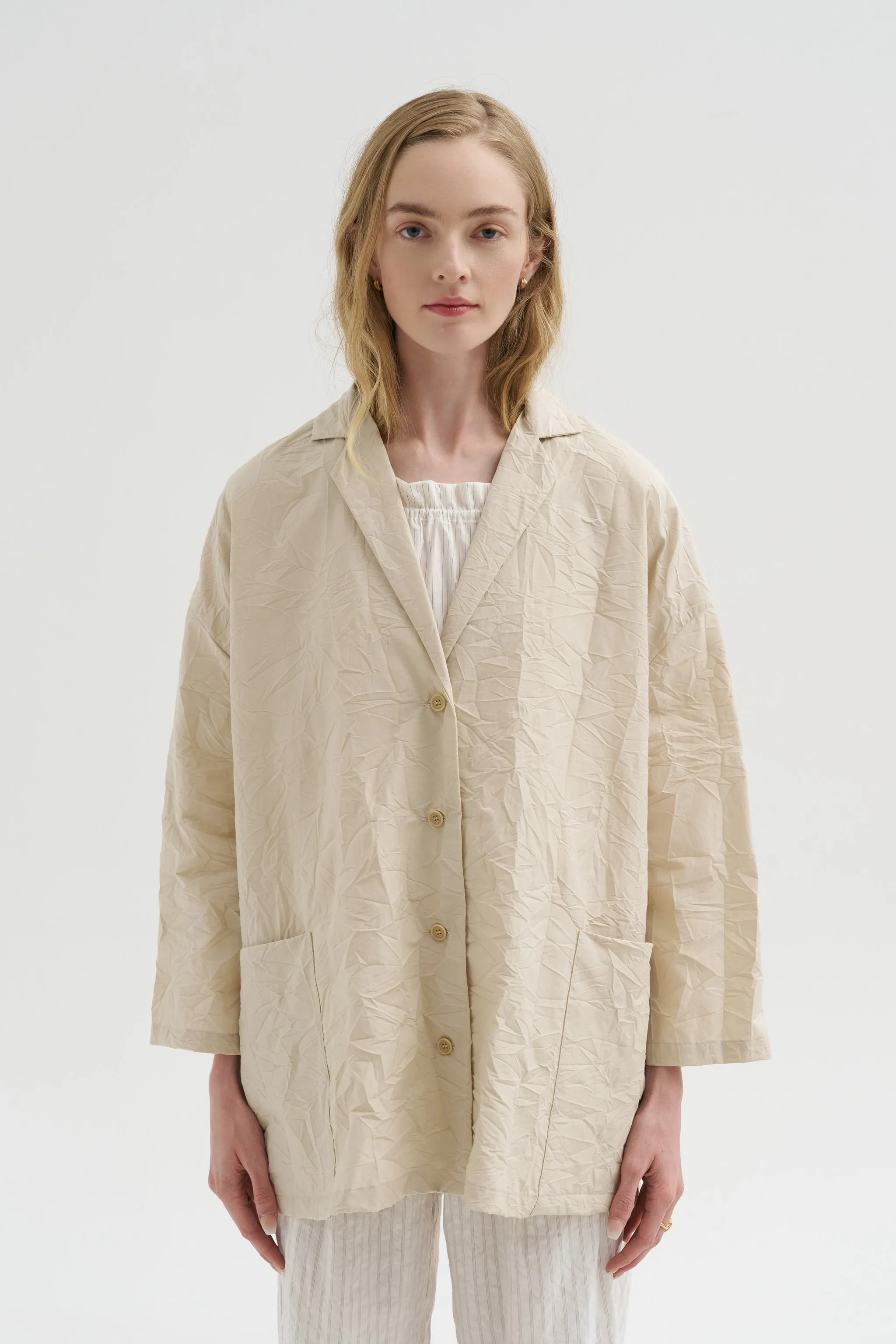 Crinkle Poplin Jacket, Cappuccino sold by Kick Pleat product image thumbnail 2