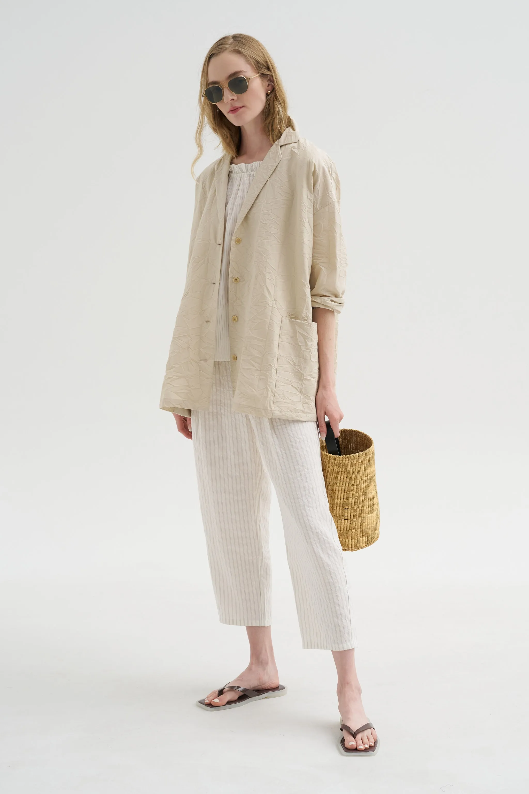 Crinkle Poplin Jacket, Cappuccino sold by Kick Pleat