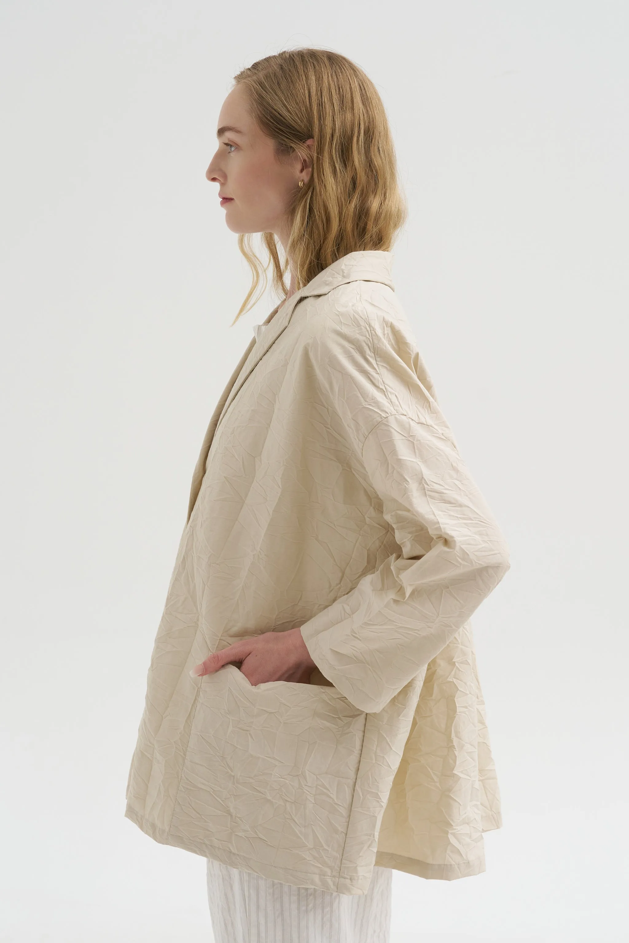 Crinkle Poplin Jacket, Cappuccino sold by Kick Pleat product image thumbnail 3