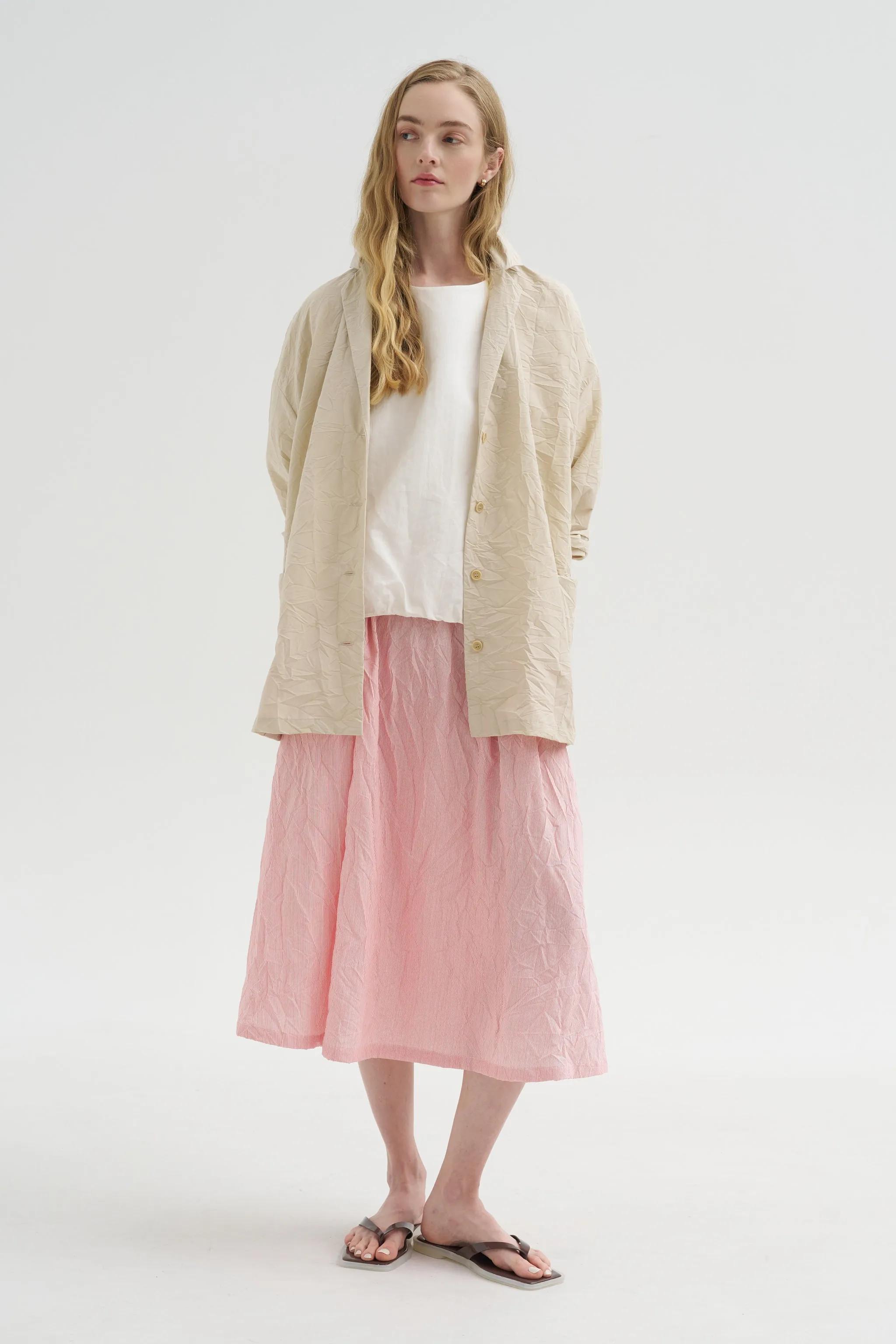 Crinkle Taffeta Skirt, Tomato sold by Kick Pleat product image thumbnail 5