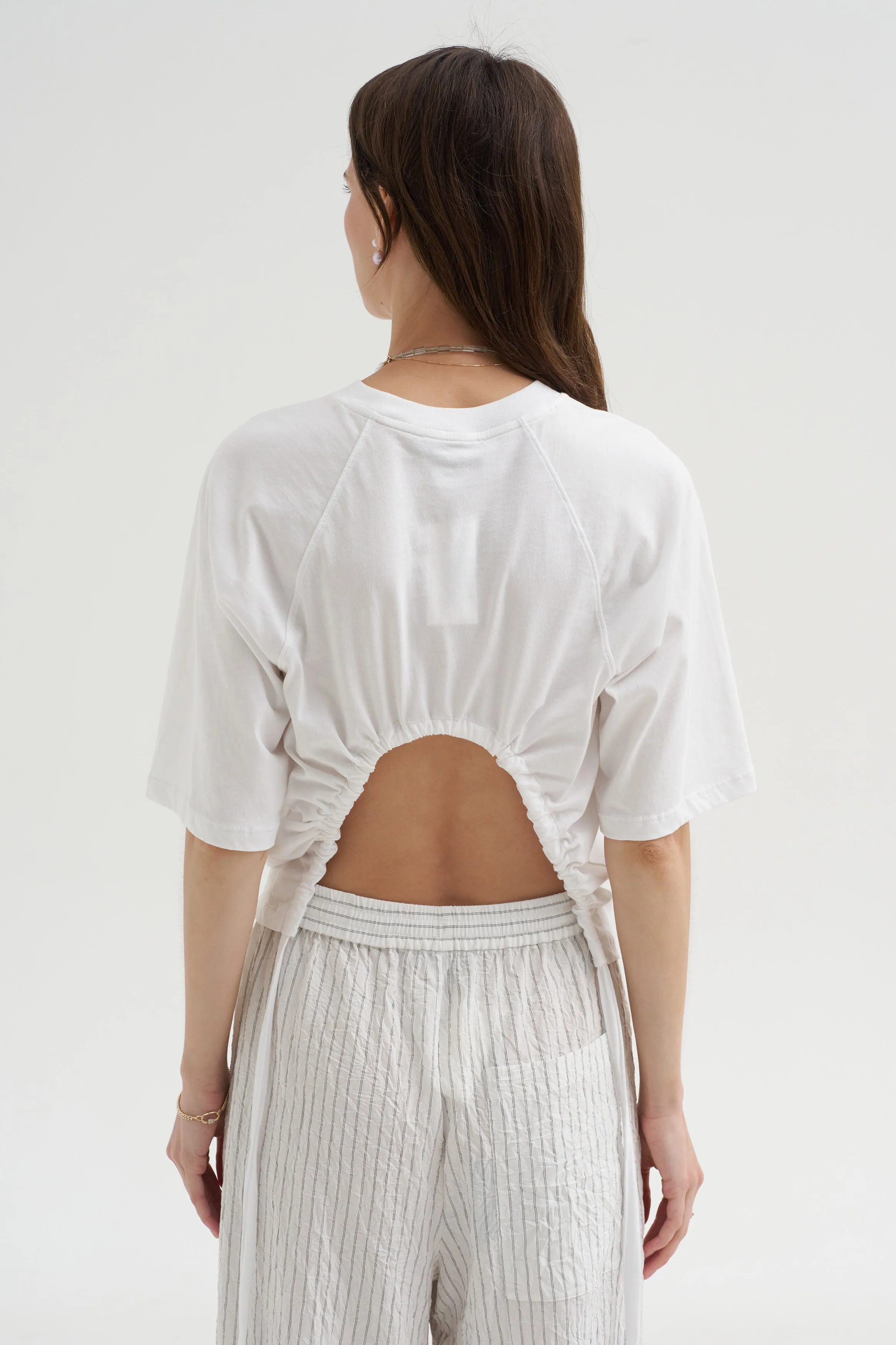 Short Sleeve T-Shirt With Shirred Back, White sold by Kick Pleat product image thumbnail 4