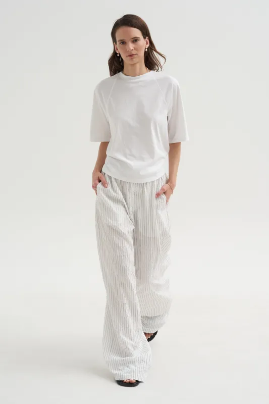 Short Sleeve T-Shirt With Shirred Back, White made by Tibi