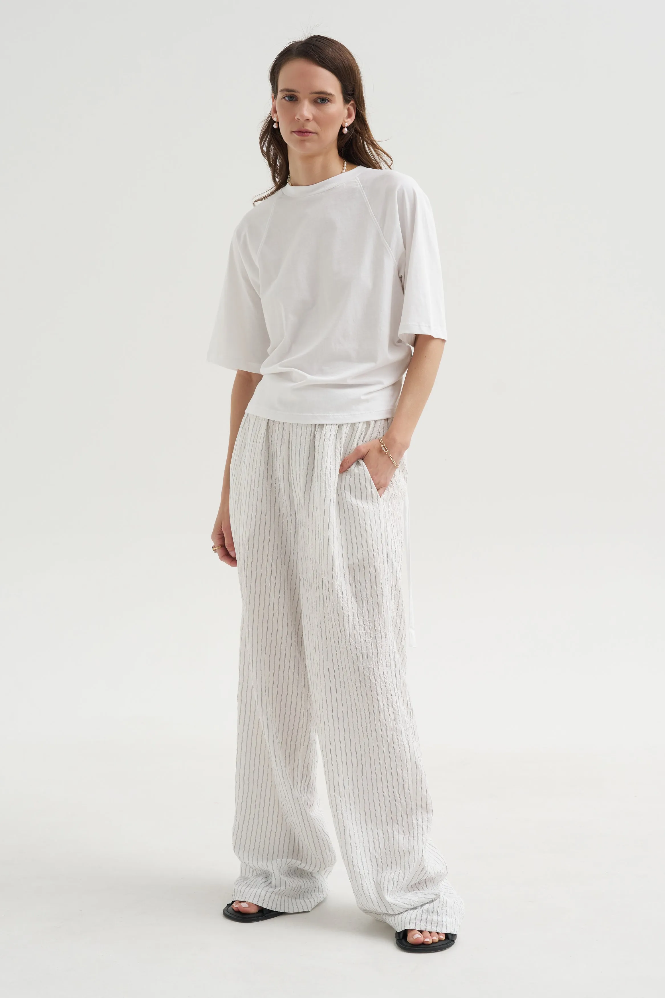 Short Sleeve T-Shirt With Shirred Back, White sold by Kick Pleat product image thumbnail 5