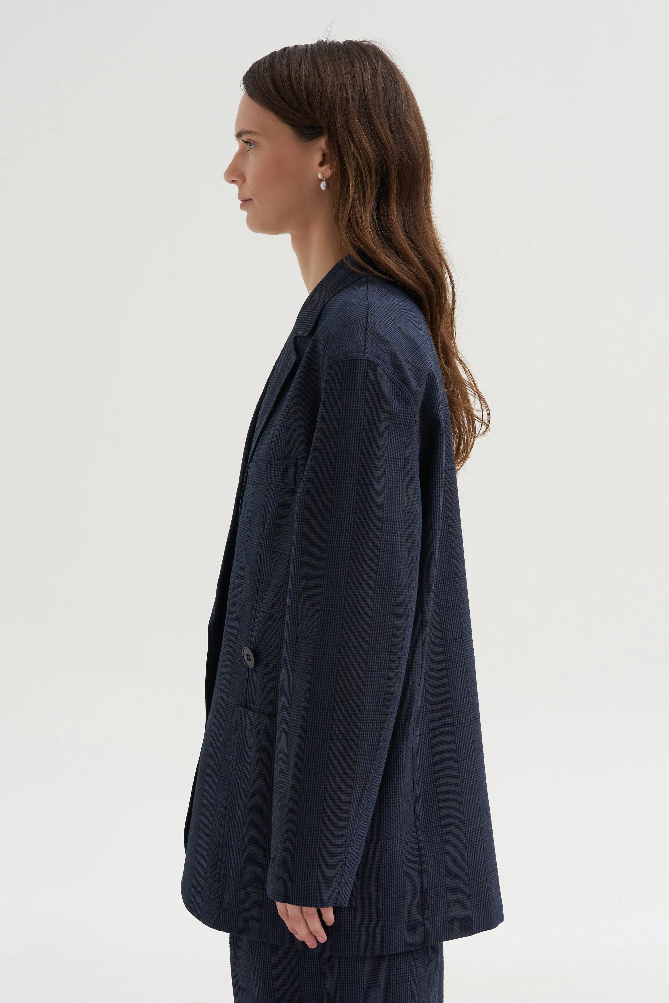 Menswear Crepon Liam Blazer, Navy Multi sold by Kick Pleat product image thumbnail 3