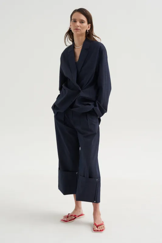 Menswear Crepon Liam Blazer, Navy Multi made by Tibi