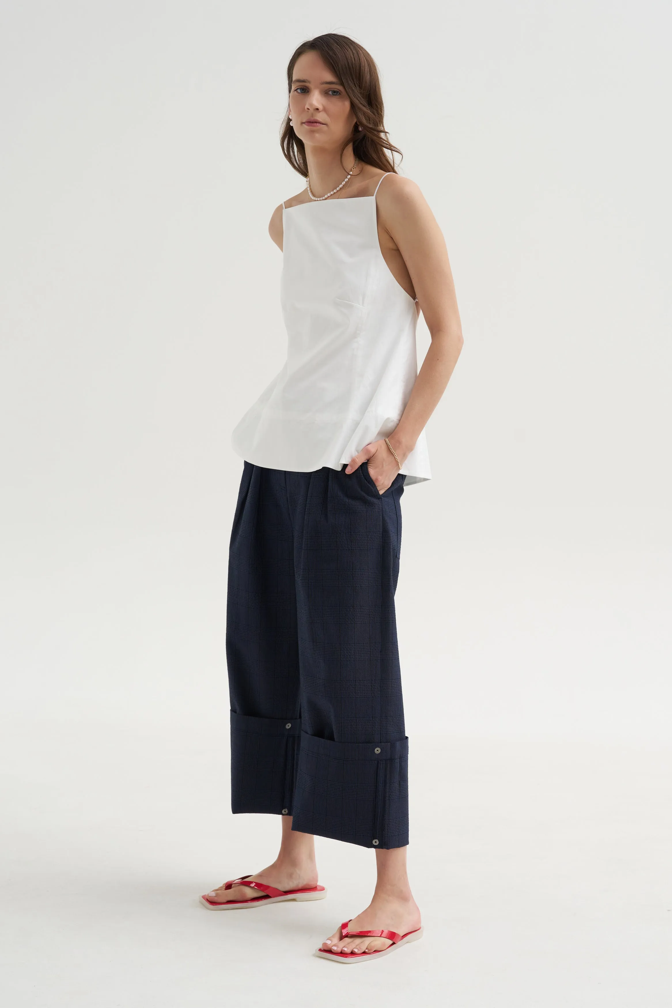 Menswear Crepon Stella Full Length Pant, Navy Multi sold by Kick Pleat product image thumbnail 2