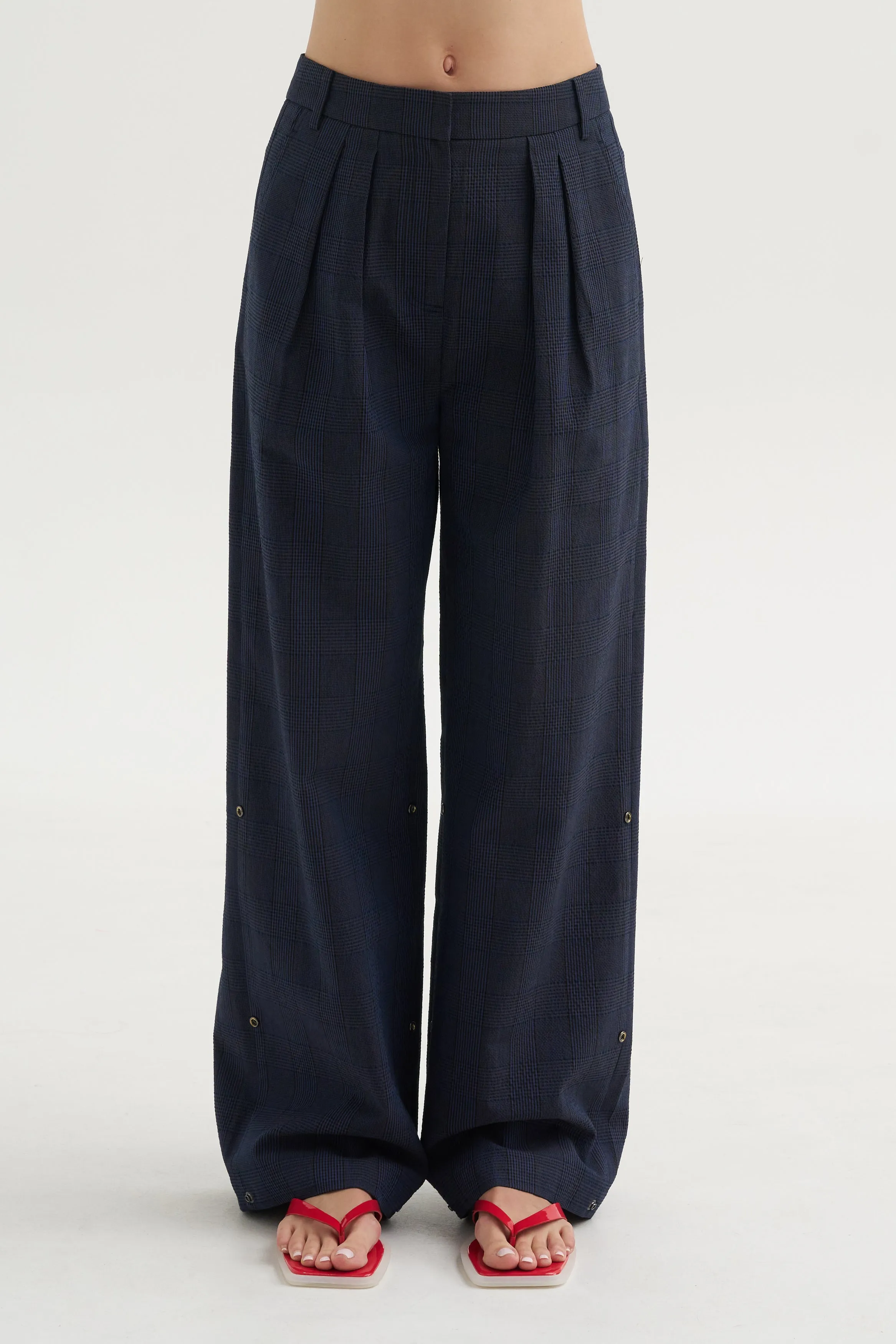 Menswear Crepon Stella Full Length Pant, Navy Multi sold by Kick Pleat product image thumbnail 3