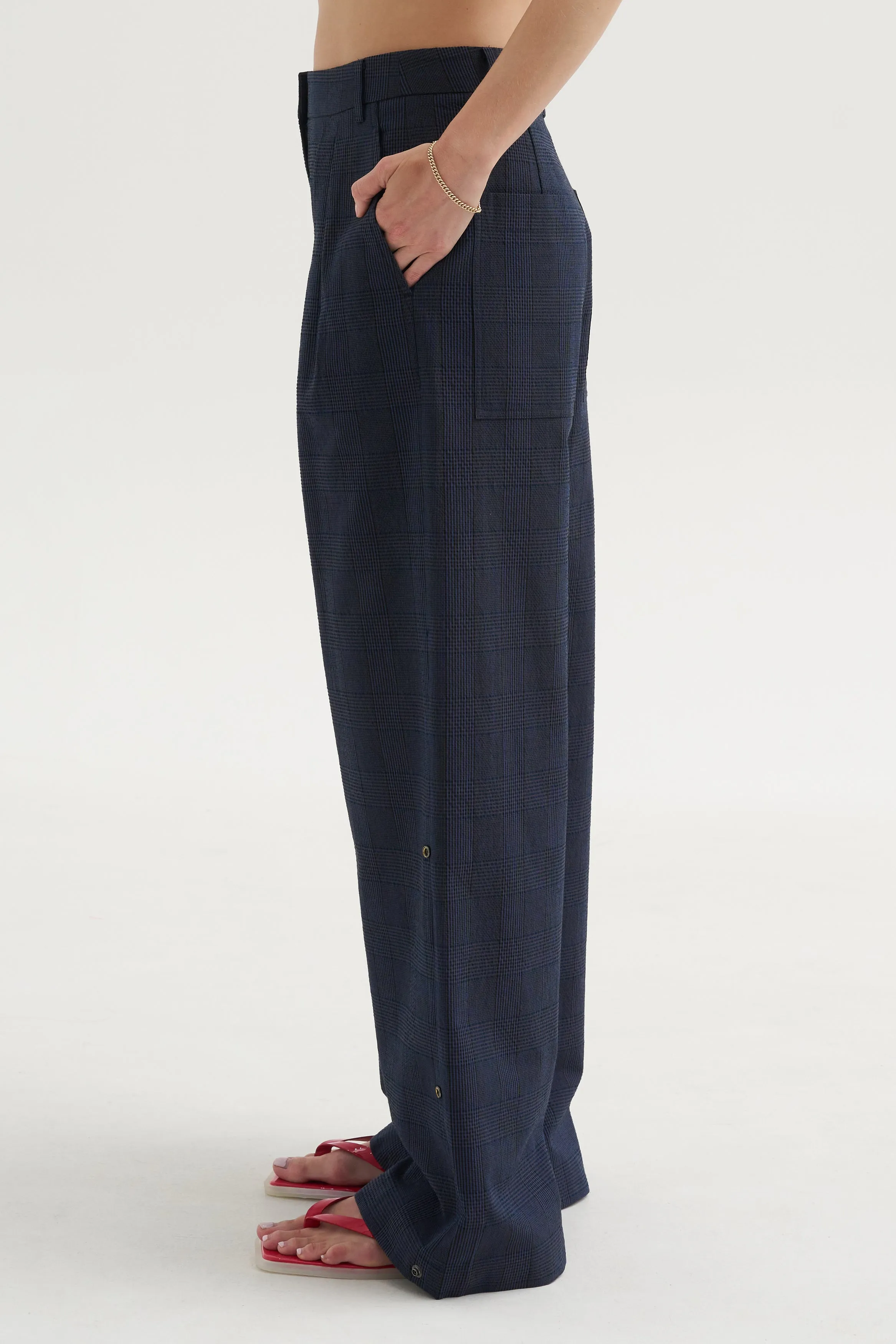 Menswear Crepon Stella Full Length Pant, Navy Multi sold by Kick Pleat product image thumbnail 4