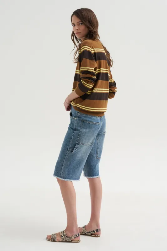 Classic Wash Denim Newman Short, Classic Blue made by Tibi