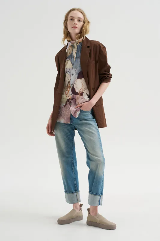 Garment Dyed Silky Cotton Liam Blazer, Brown made by Tibi