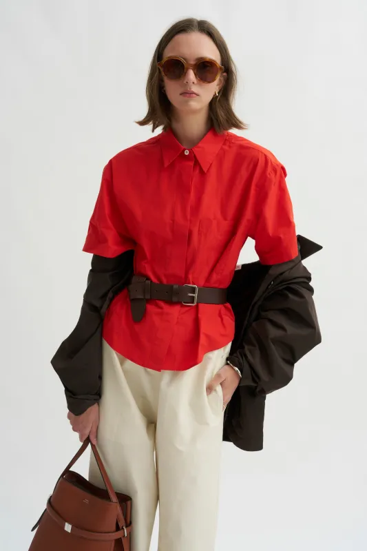 Elba Shirt, Perfect Red made by Kick Pleat