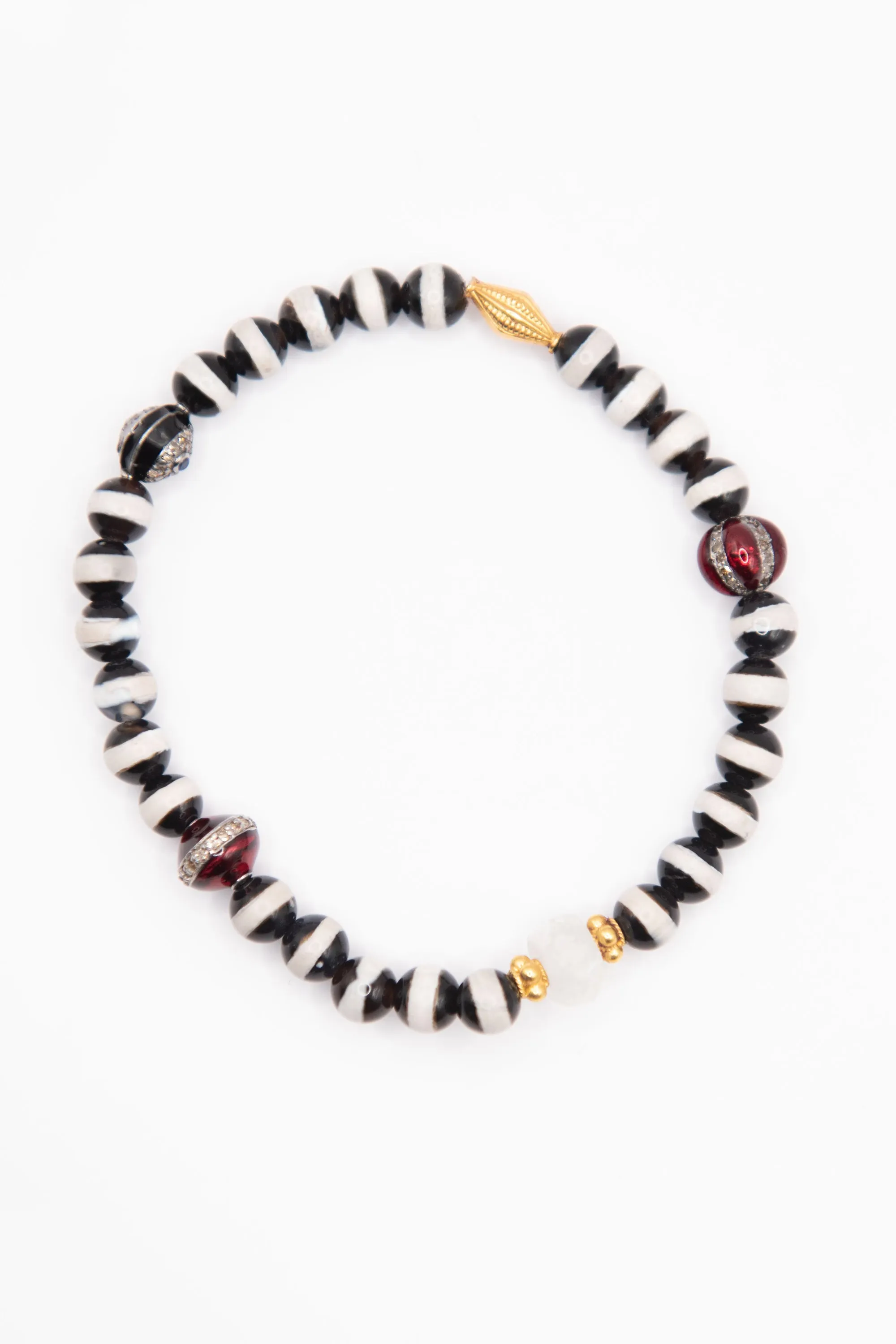 Stripe Beaded Bracelet, Black Agate sold by Kick Pleat