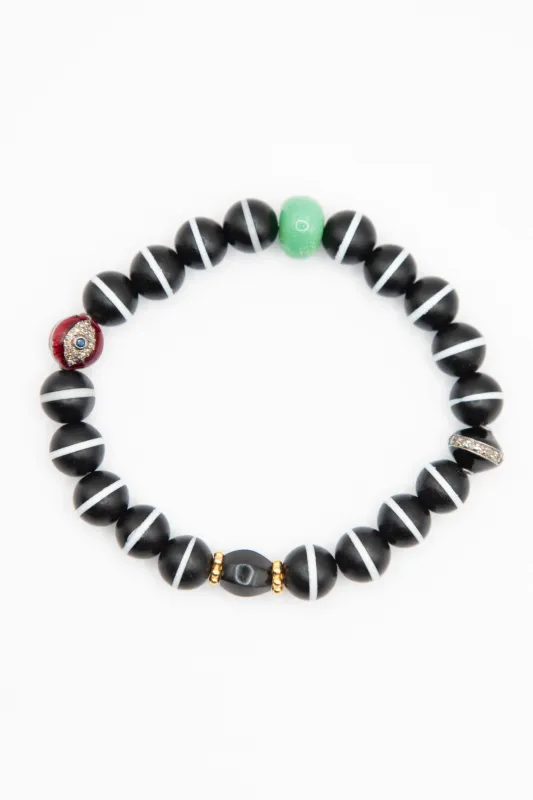 Beaded Bracelet, Onyx Stripe made by Kick Pleat