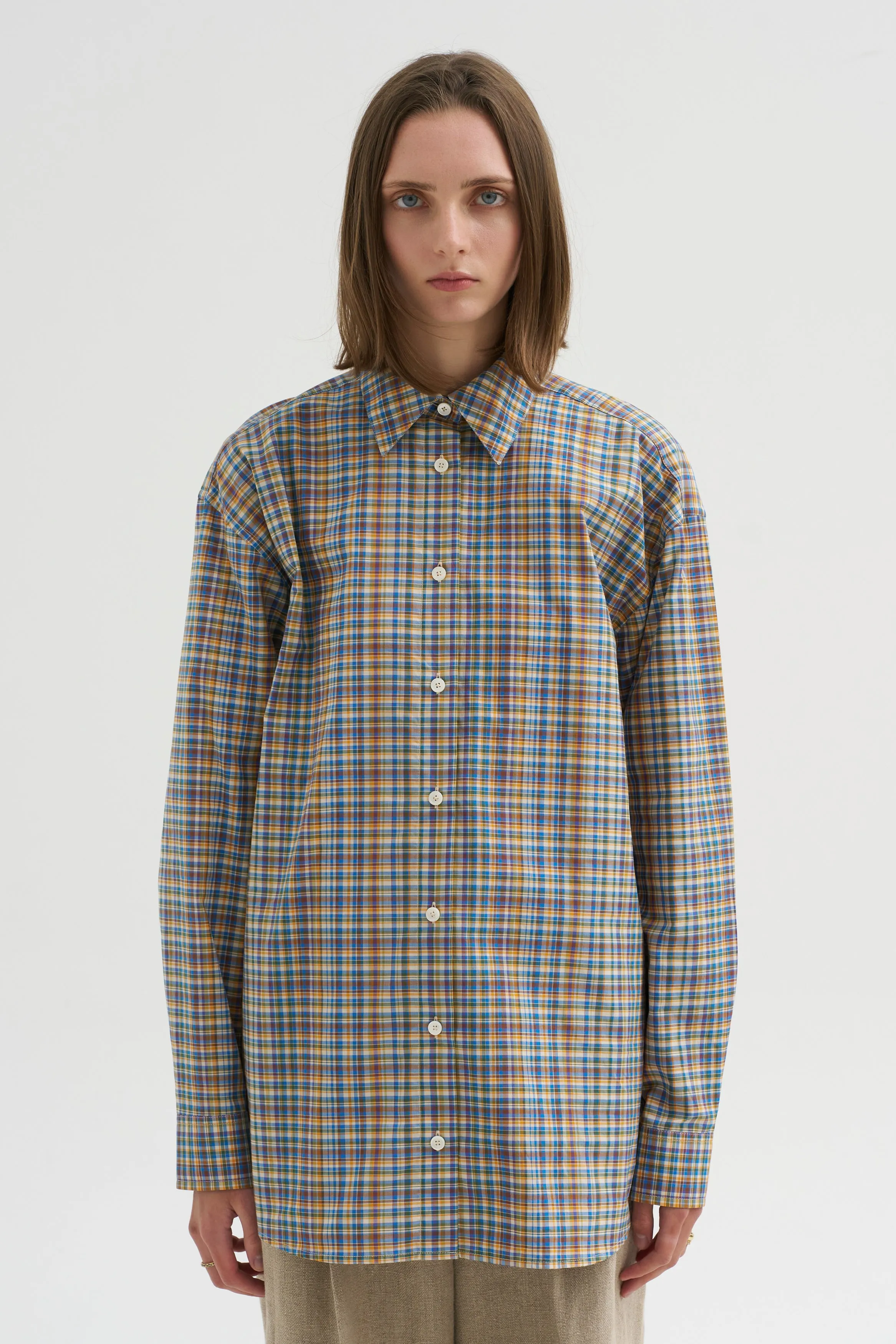 Classic Check Shirt, Blue & Orange sold by Kick Pleat product image thumbnail 2