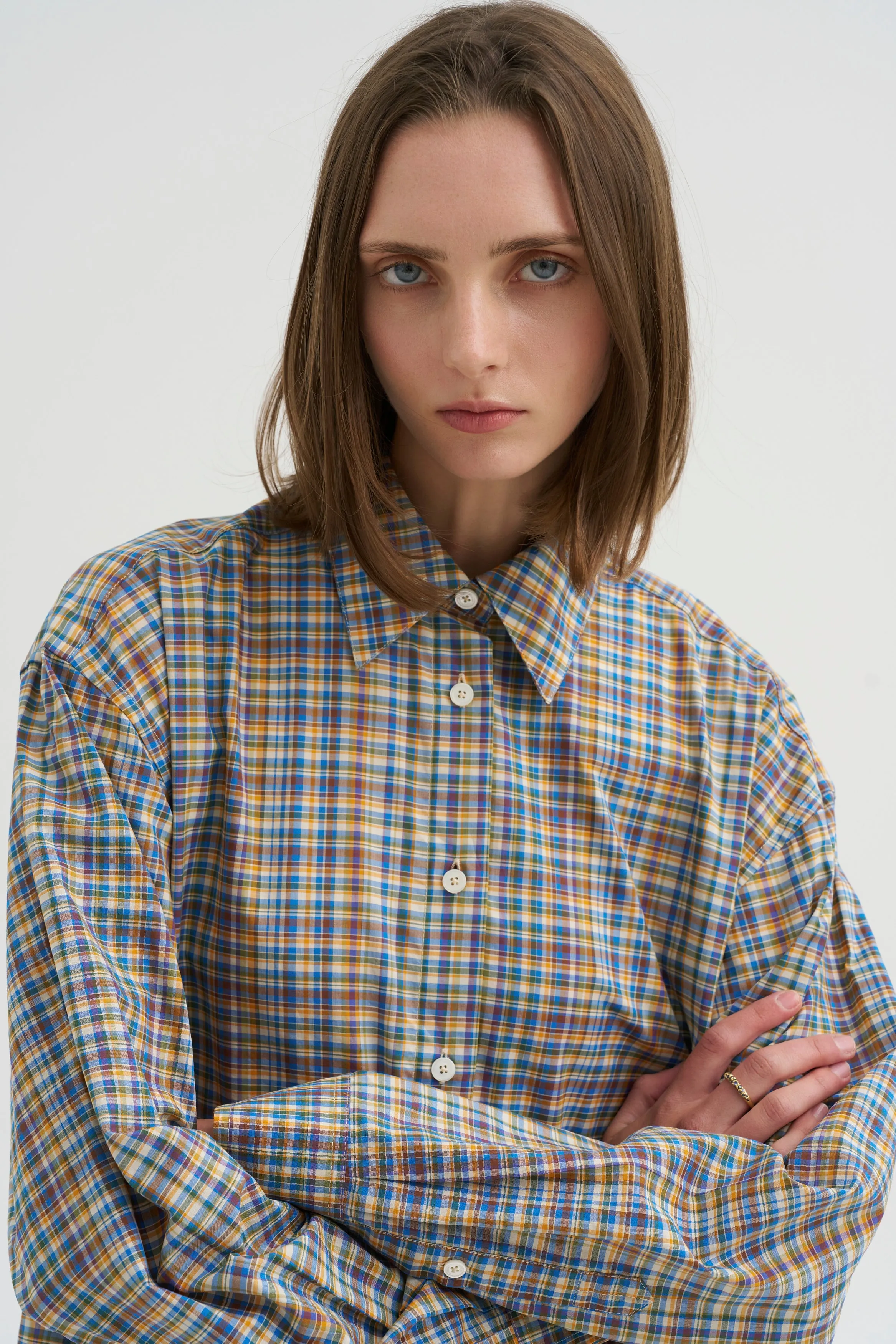 Classic Check Shirt, Blue & Orange sold by Kick Pleat product image thumbnail 5